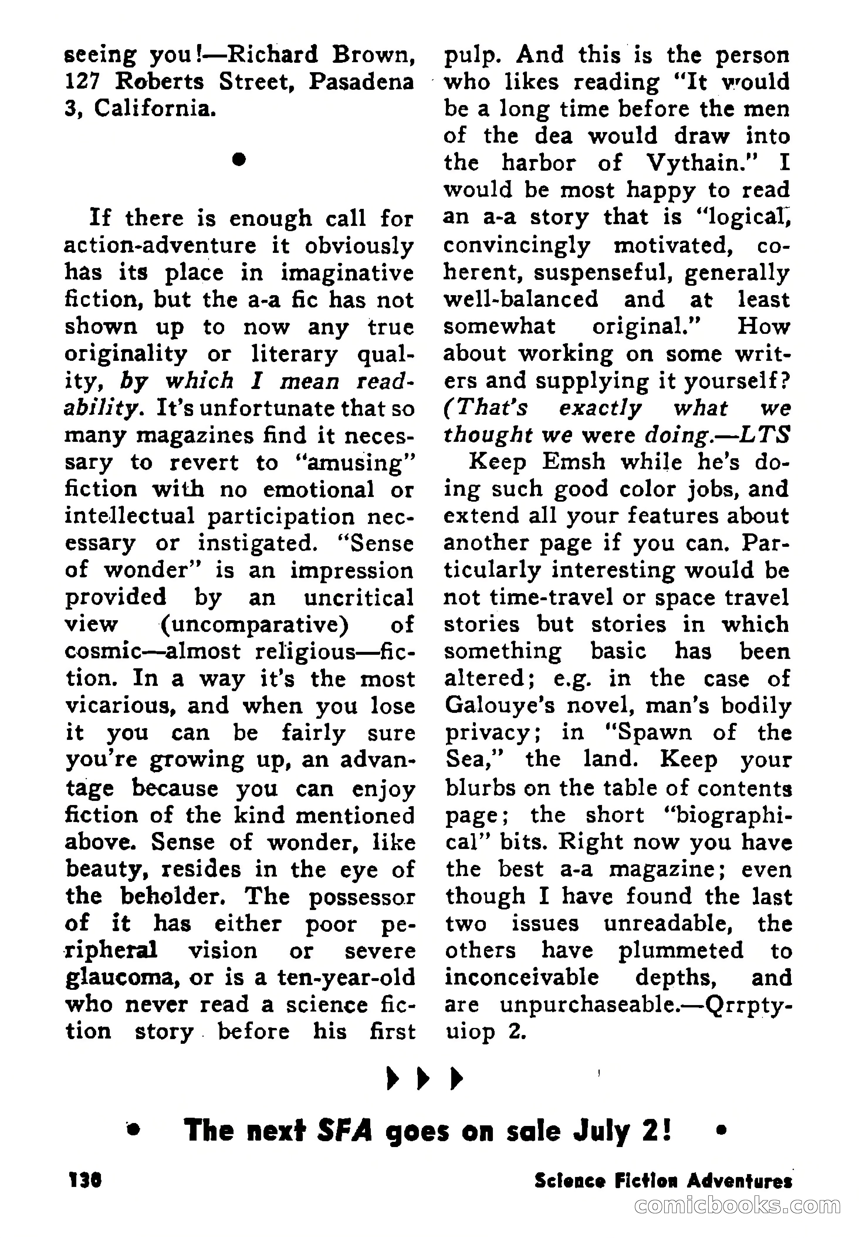 Science Fiction Adventures, August 1957 — page 130 of 133