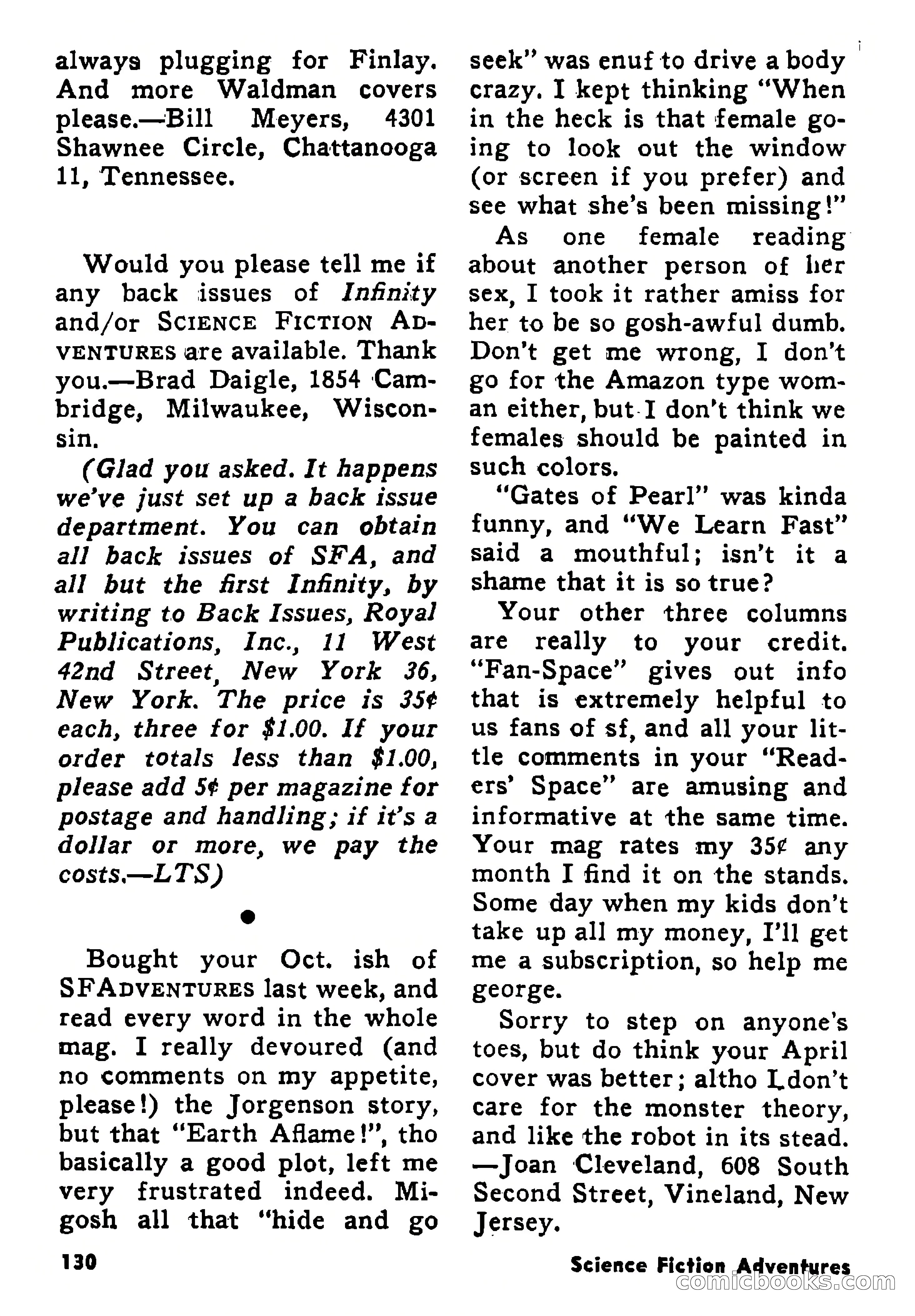 Science Fiction Adventures, January 1958 — page 130 of 133