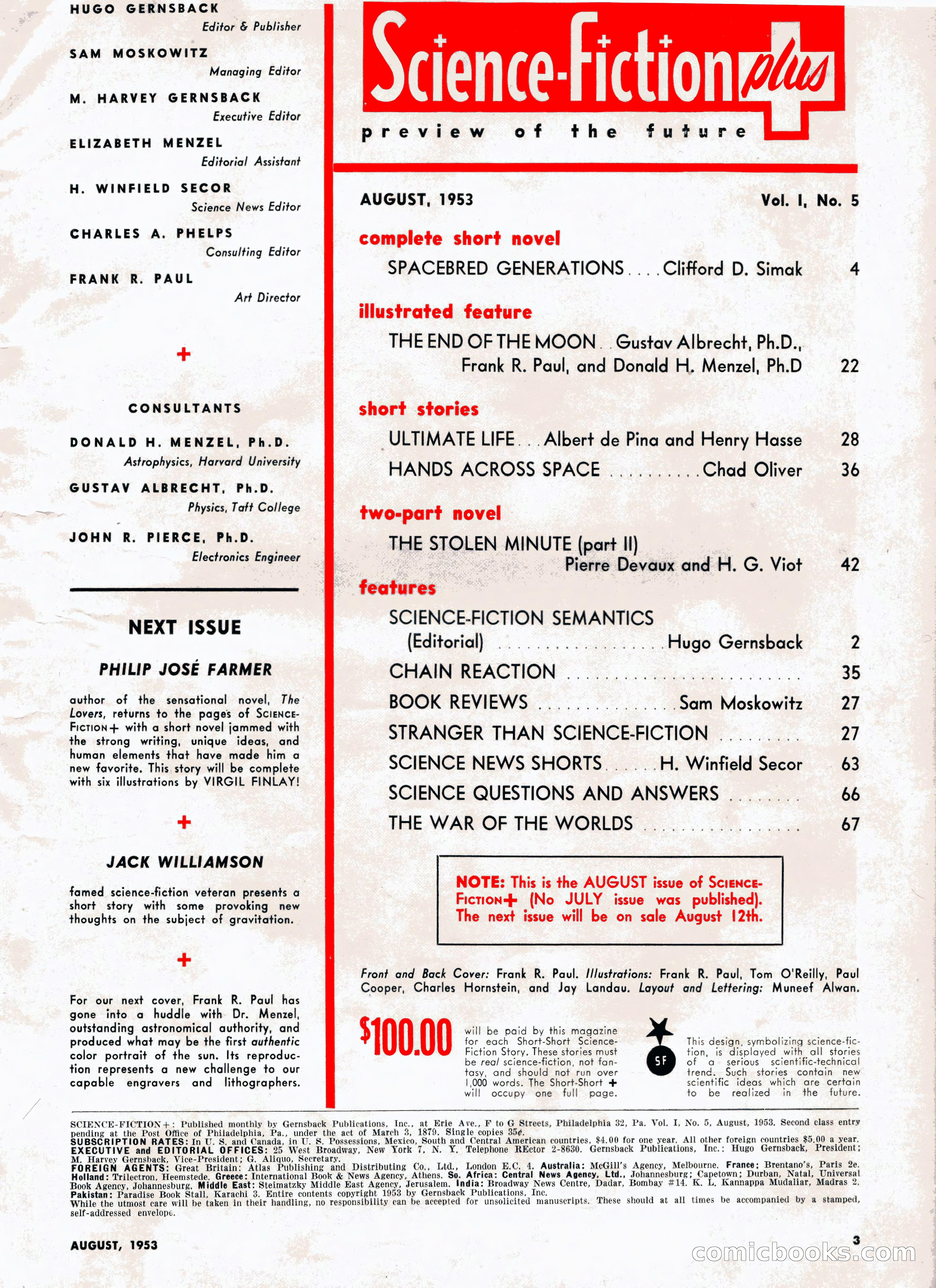Science Fiction Plus, August 1953 — page 3 of 68