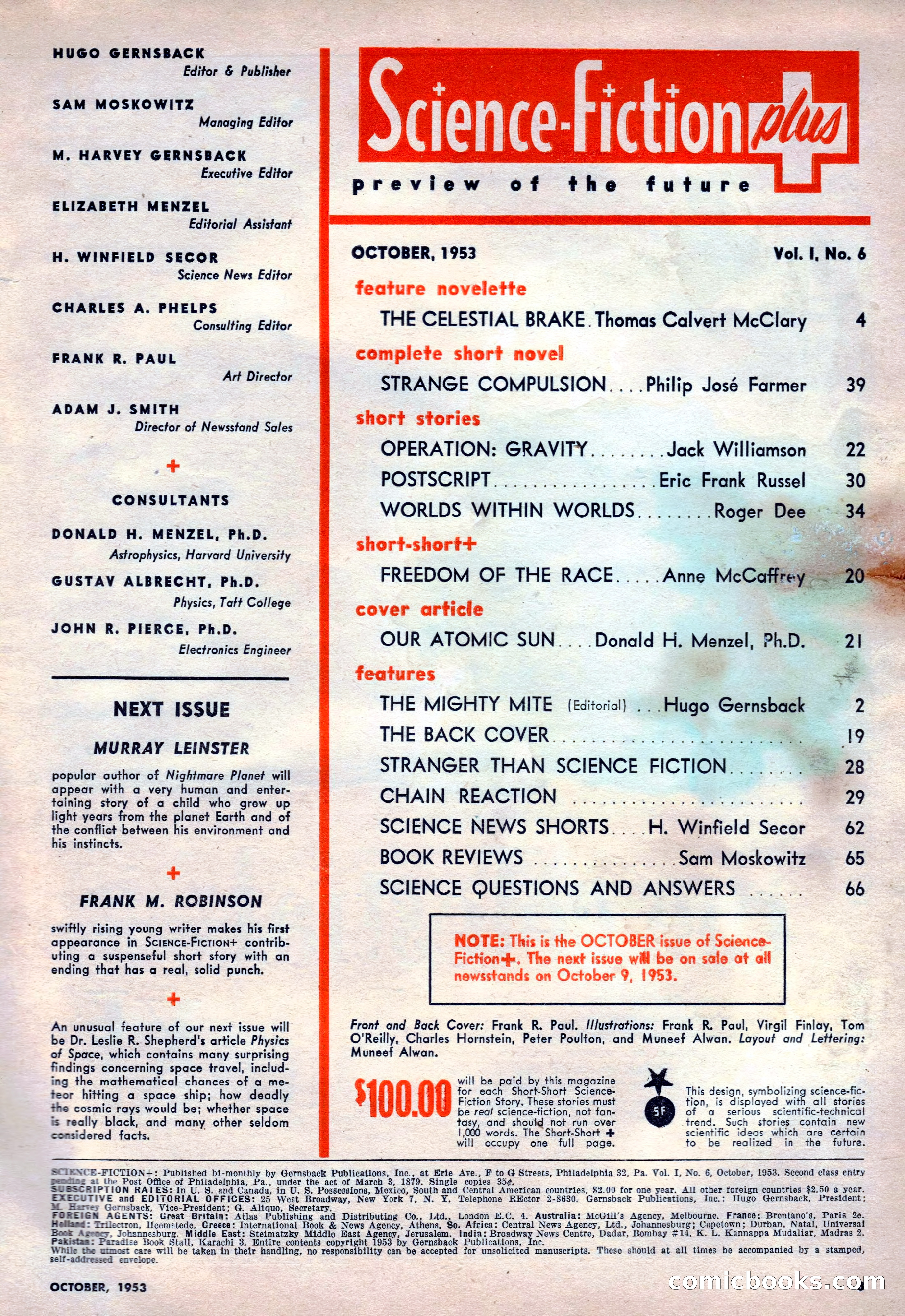Science Fiction Plus, October 1953 — page 3 of 68