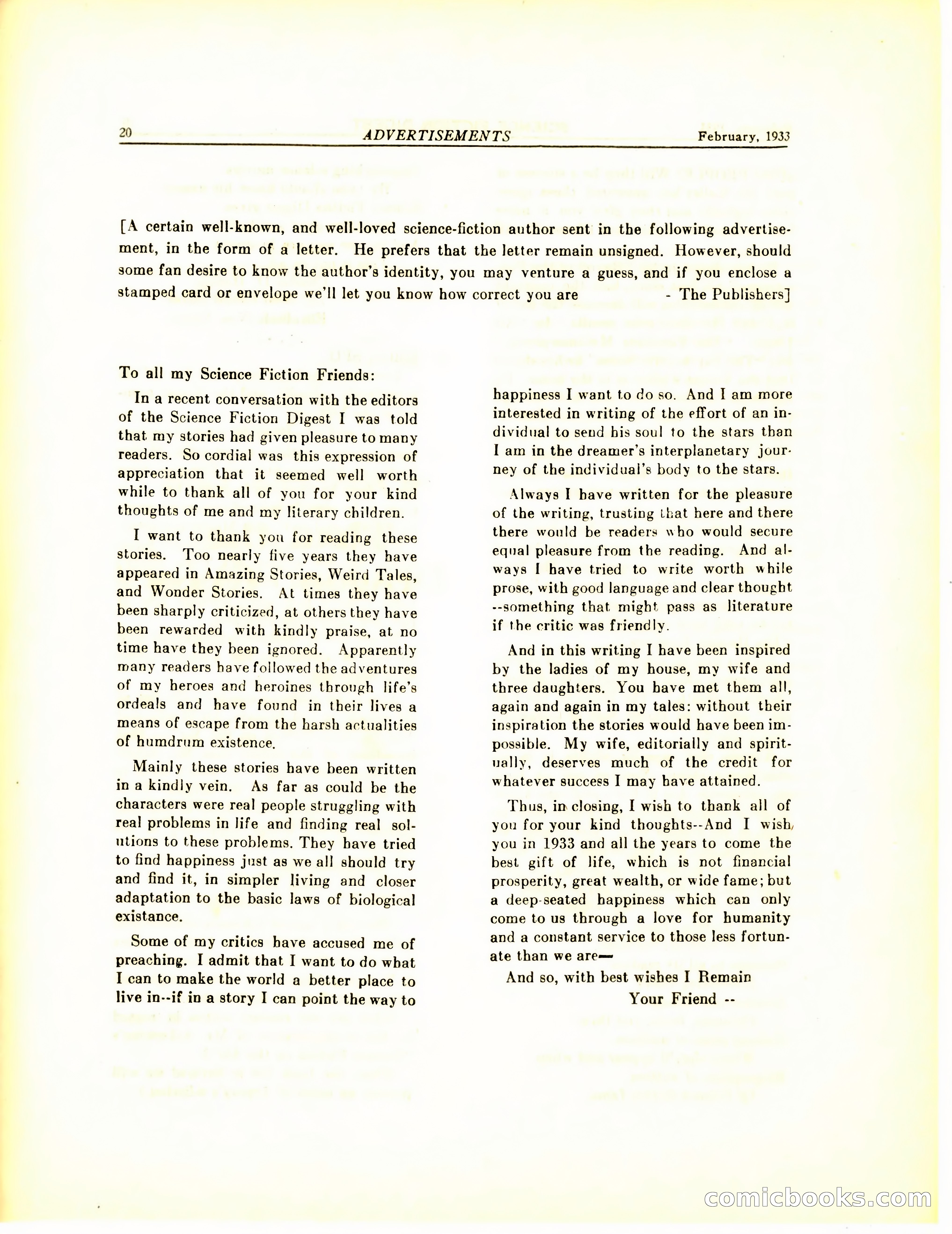Science Fiction Digest, Volume 1, Number 6 — page 22 of 24