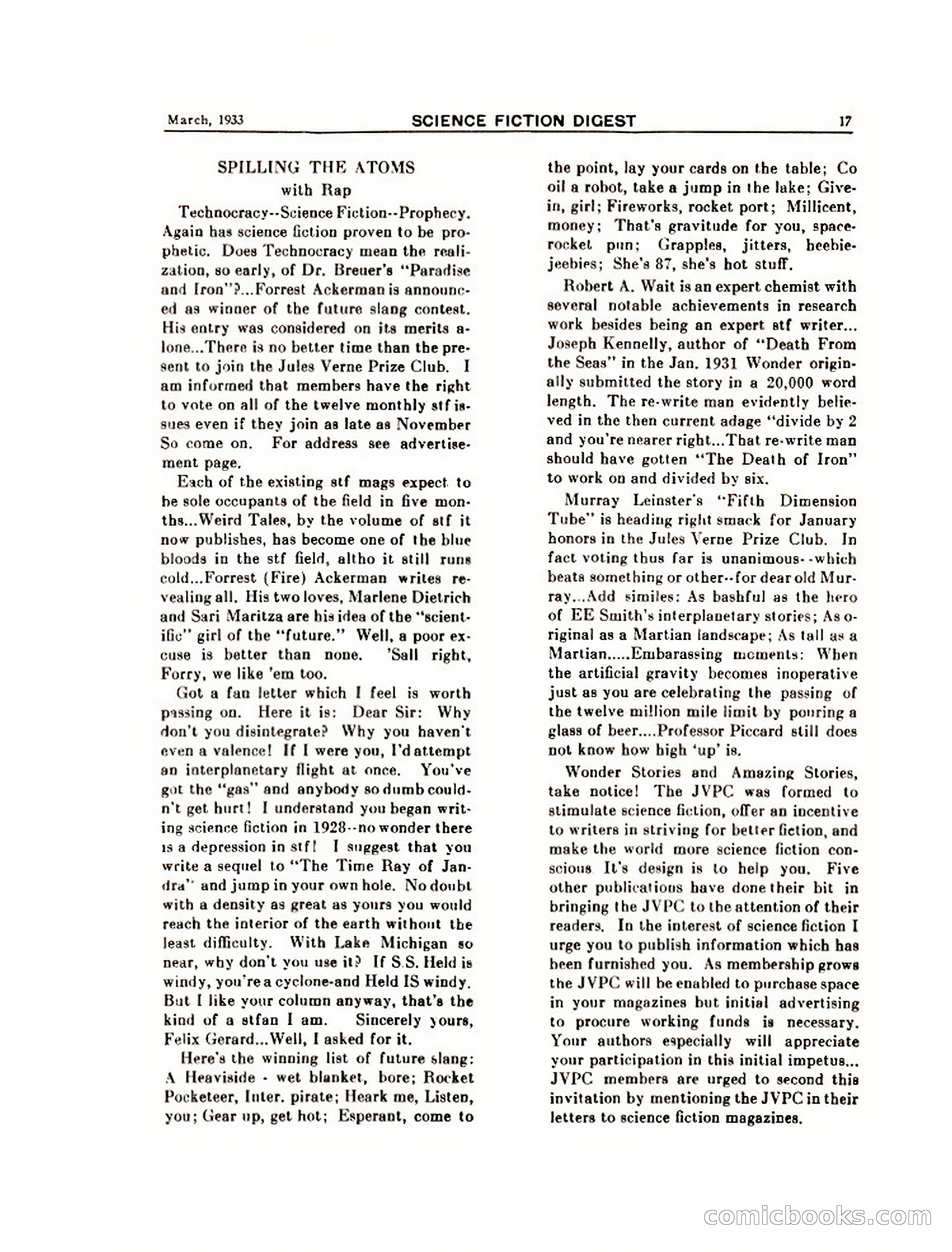 Science Fiction Digest, Vol. 1, No. 7 — page 19 of 24