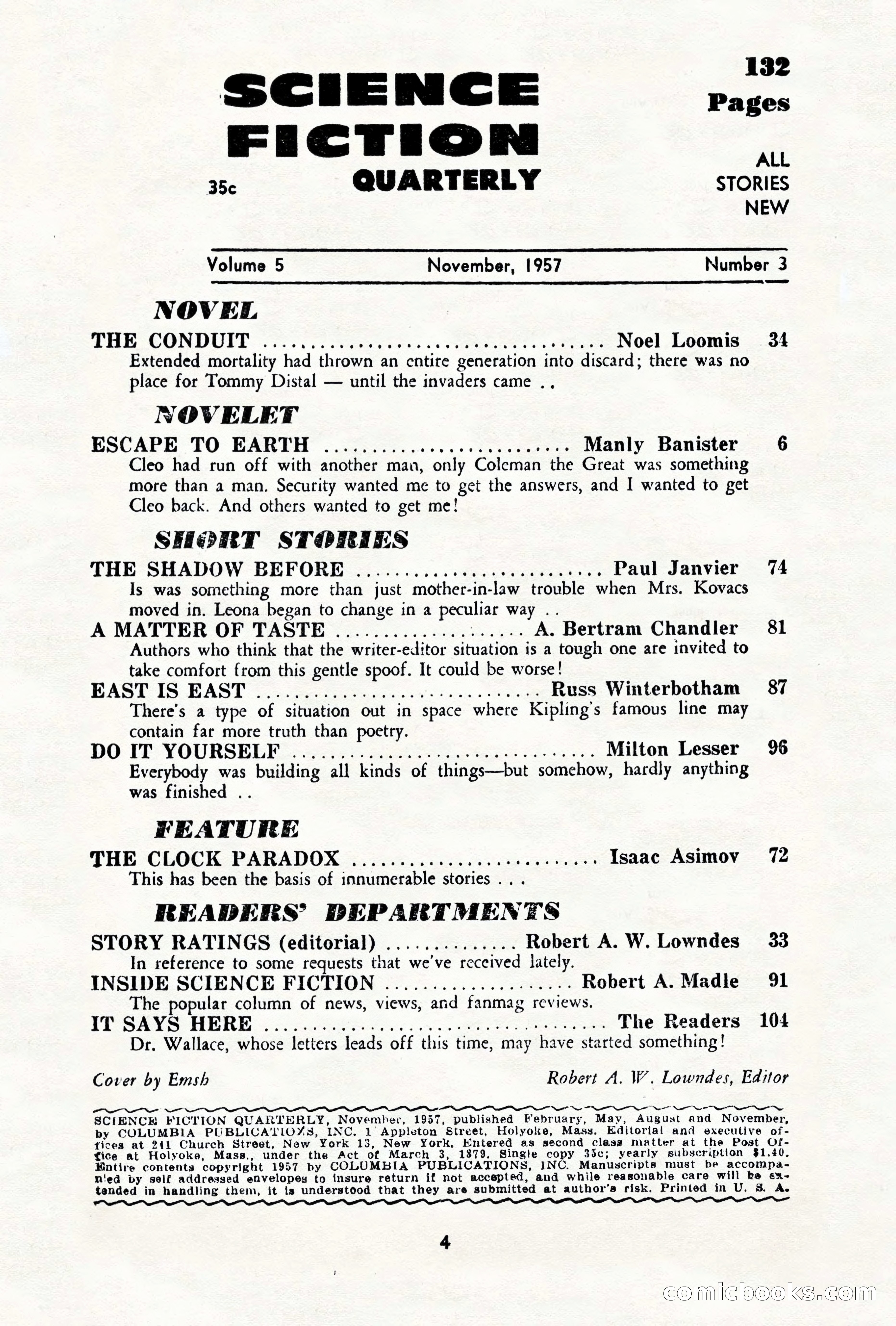 Science Fiction Quarterly, November 1957 — page 4 of 132