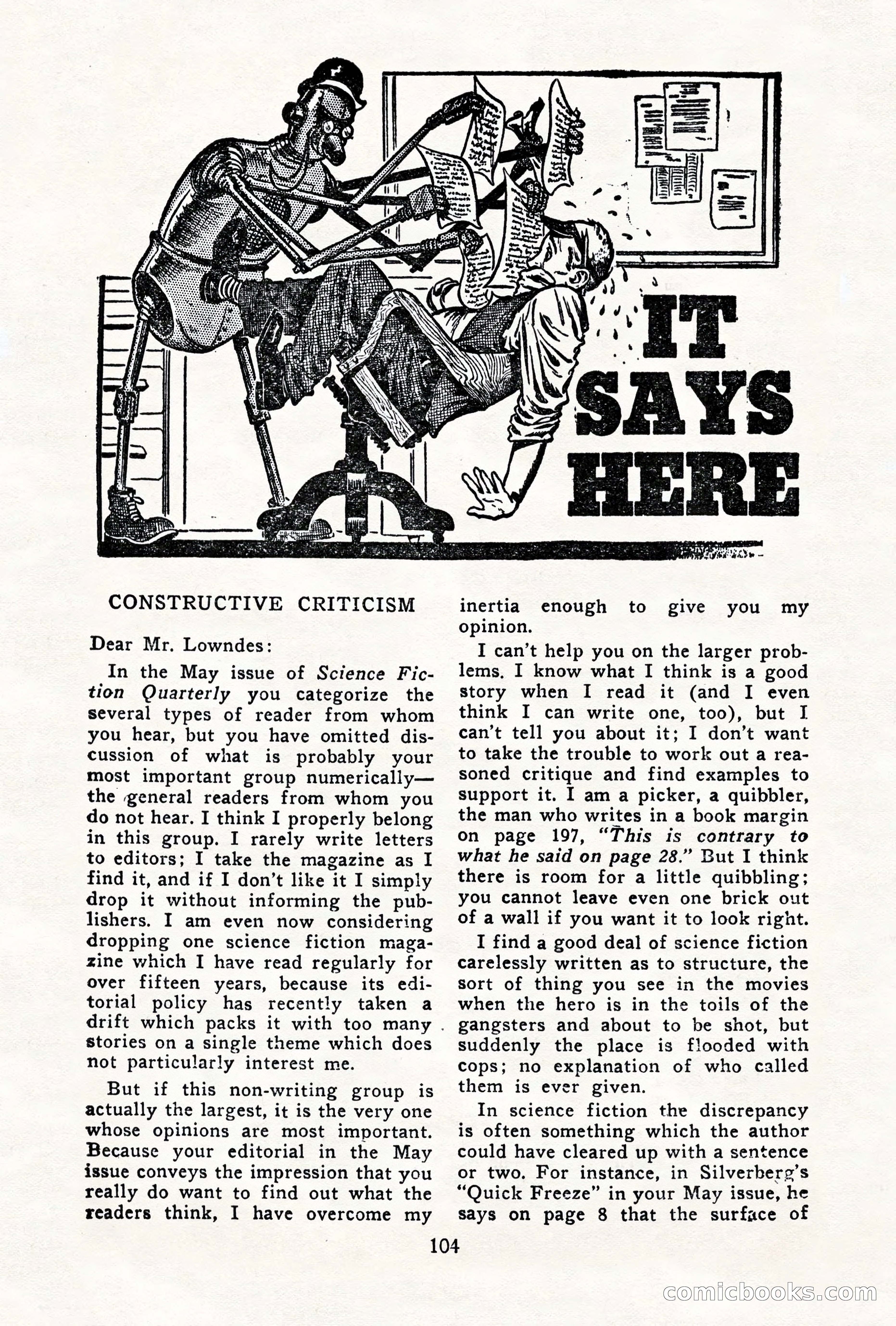 Science Fiction Quarterly, November 1957 — page 104 of 132