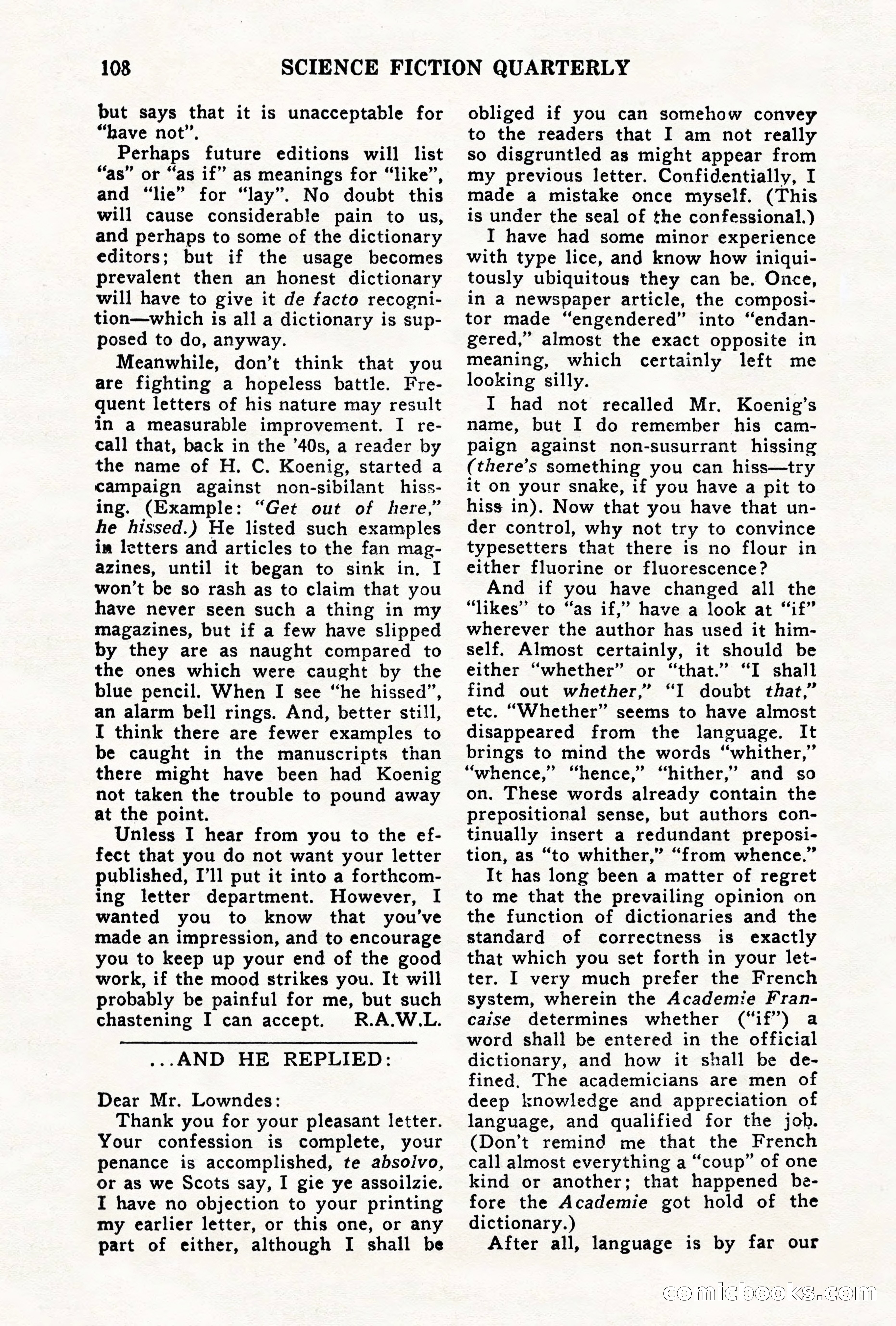 Science Fiction Quarterly, November 1957 — page 108 of 132