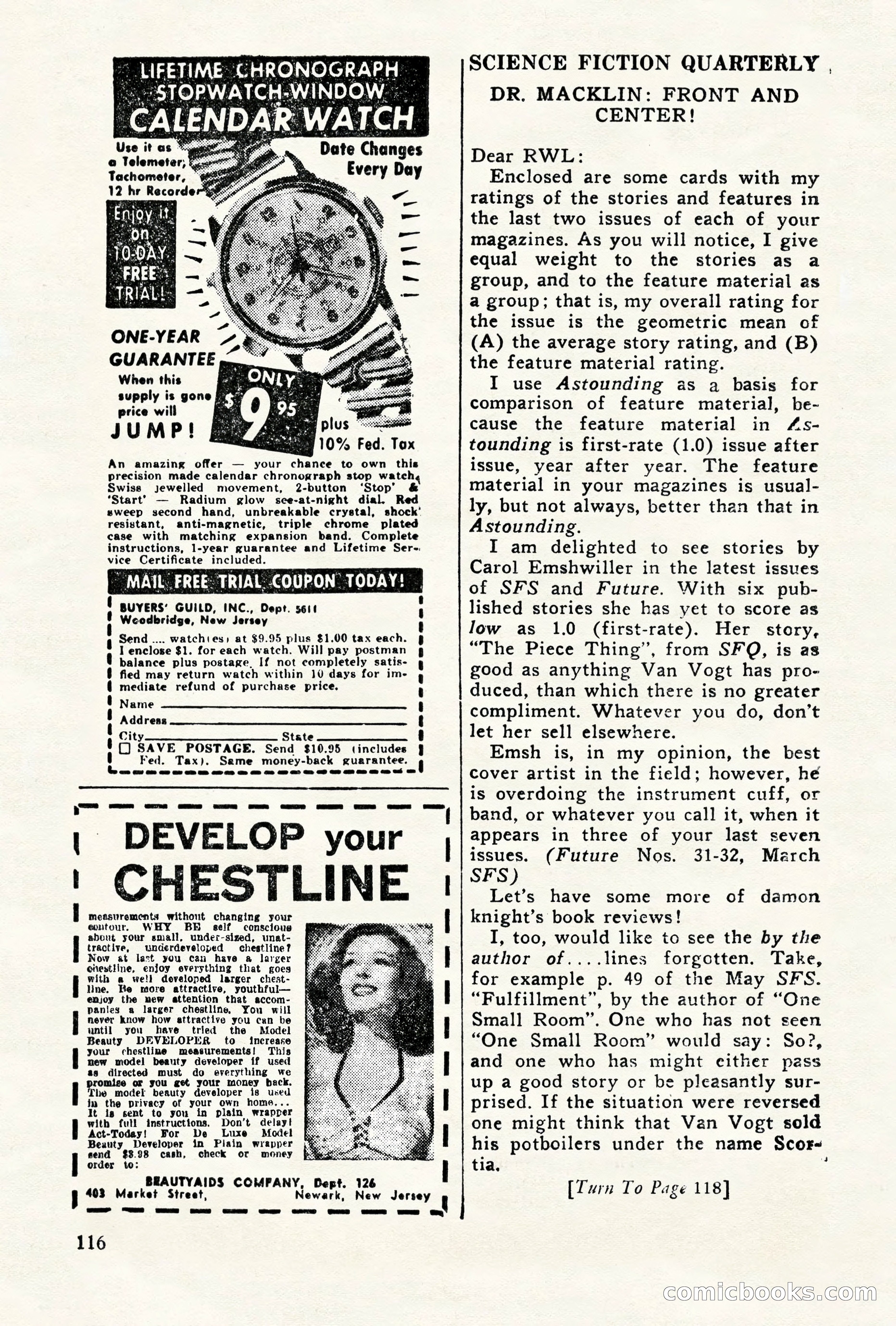 Science Fiction Quarterly, November 1957 — page 116 of 132