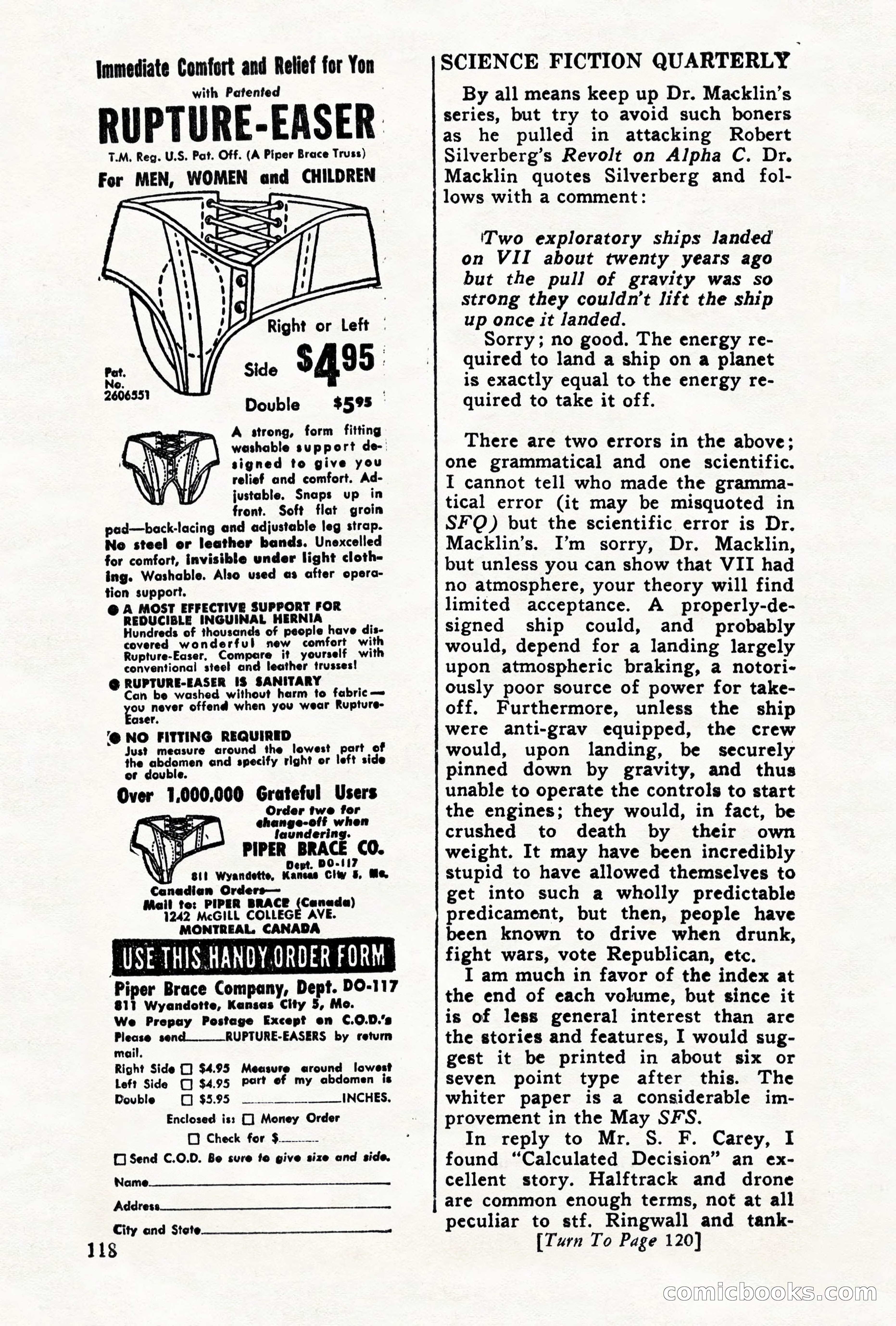 Science Fiction Quarterly, November 1957 — page 118 of 132