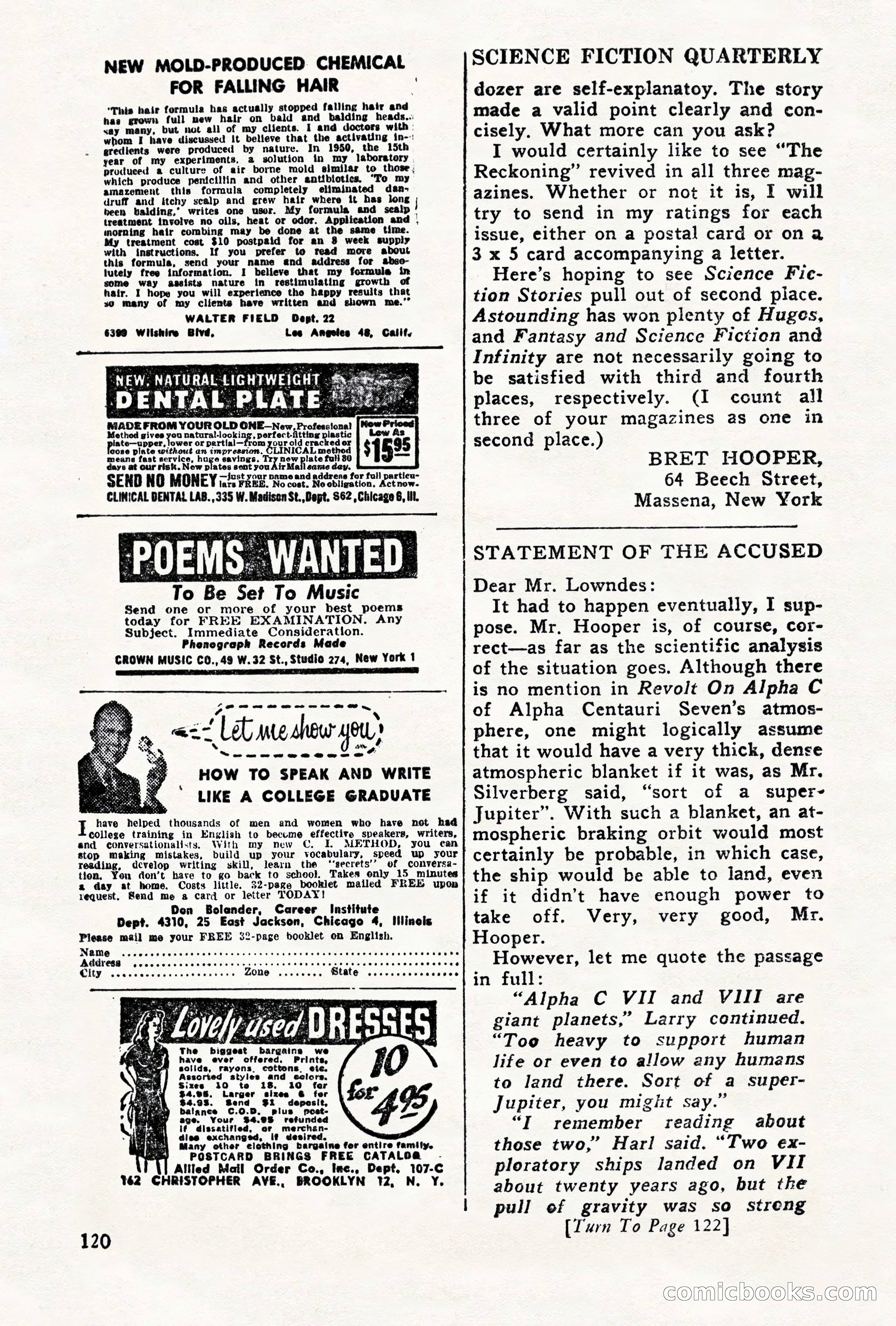 Science Fiction Quarterly, November 1957 — page 120 of 132