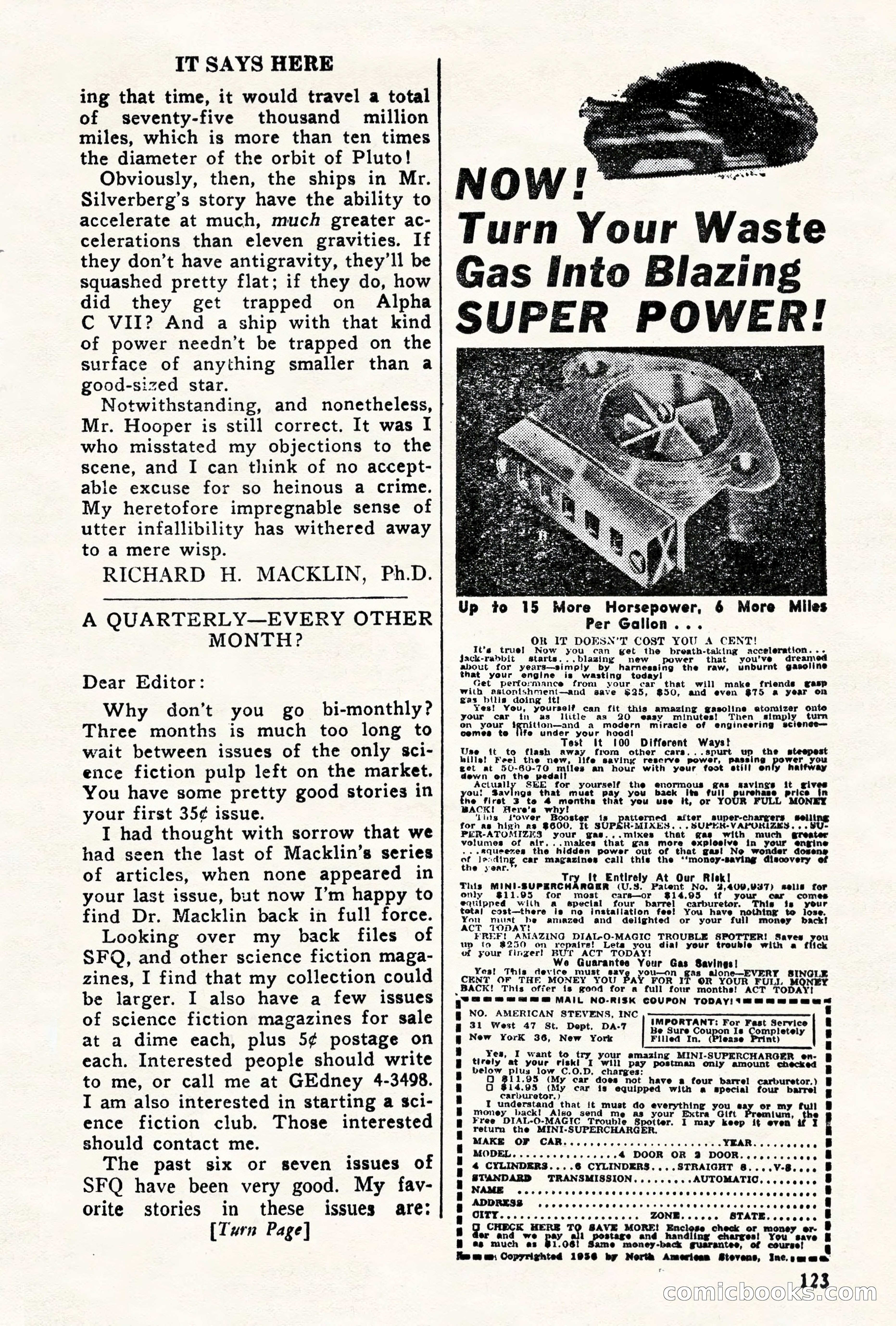 Science Fiction Quarterly, November 1957 — page 123 of 132
