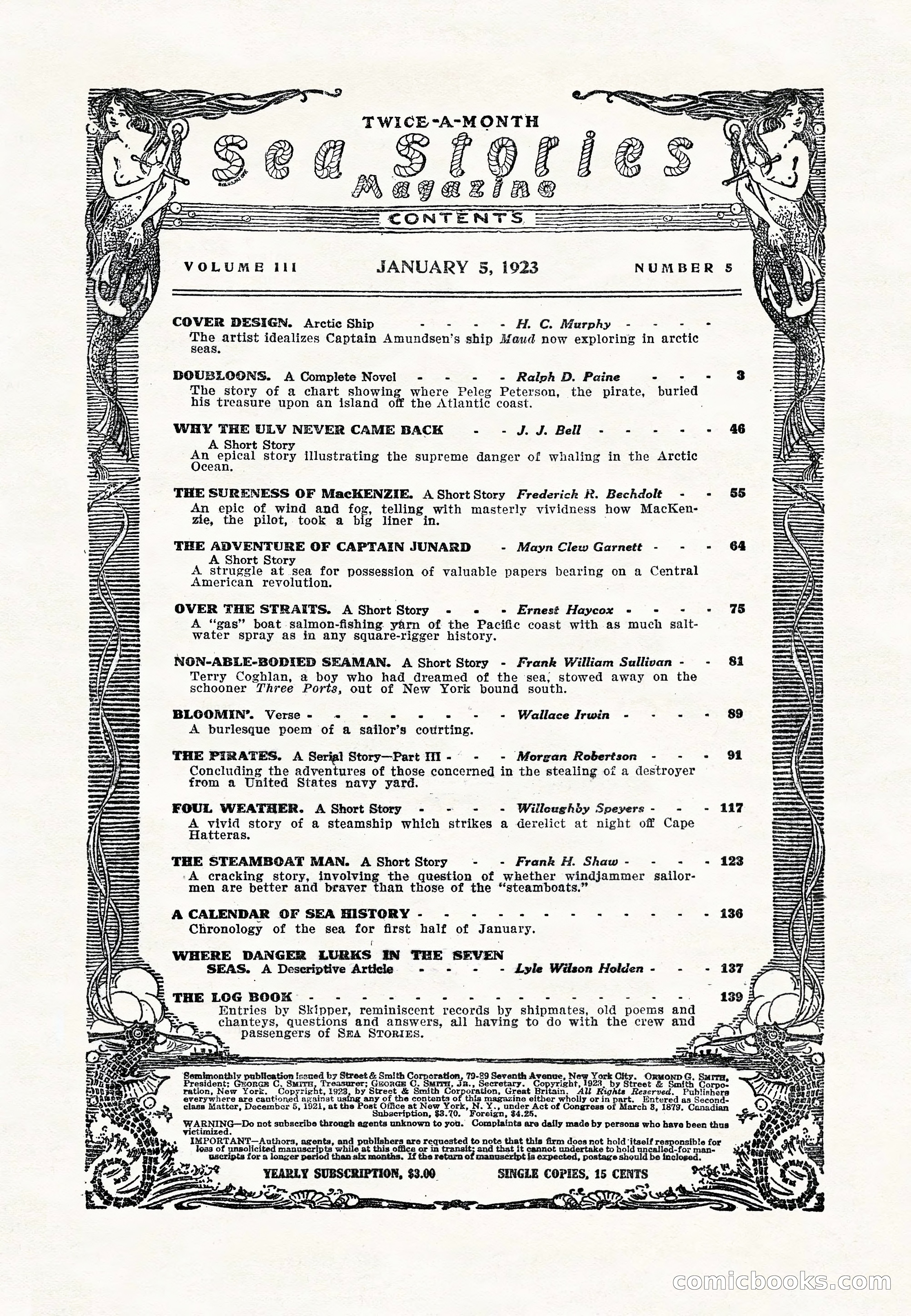 Sea Stories Magazine, January 5, 1923 — page 3 of 148