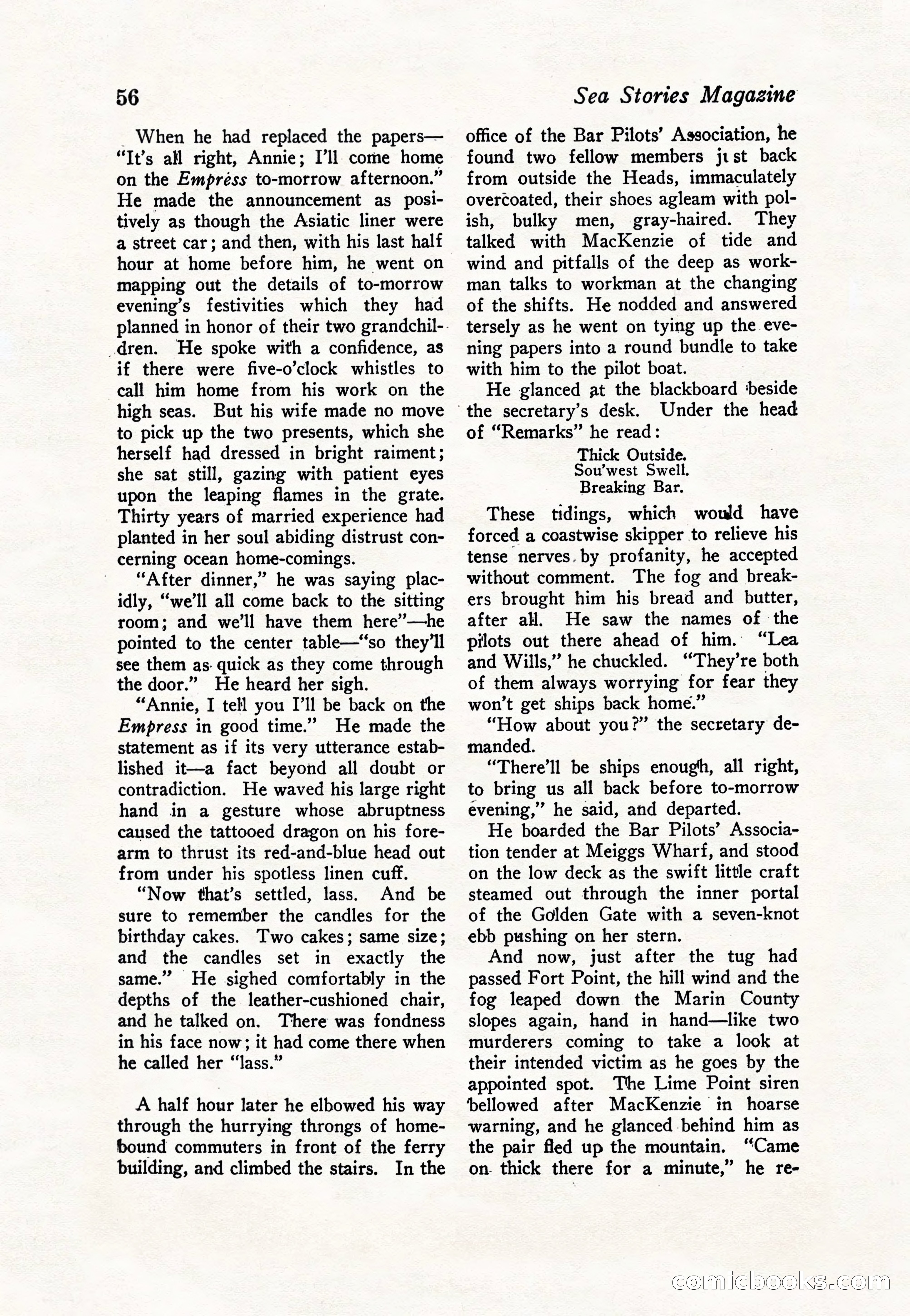 Sea Stories Magazine, January 5, 1923 — page 58 of 148