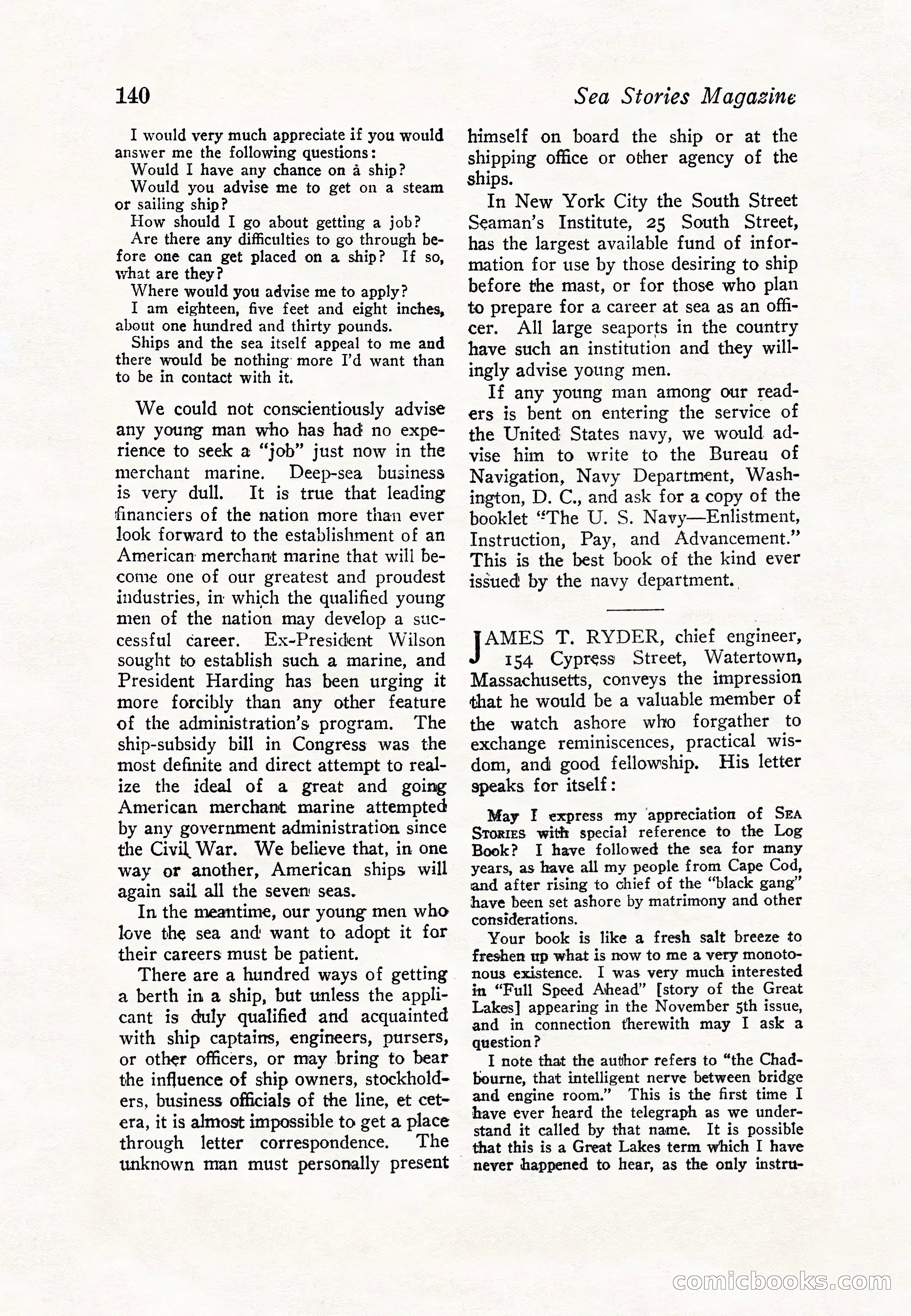 Sea Stories Magazine, January 5, 1923 — page 142 of 148