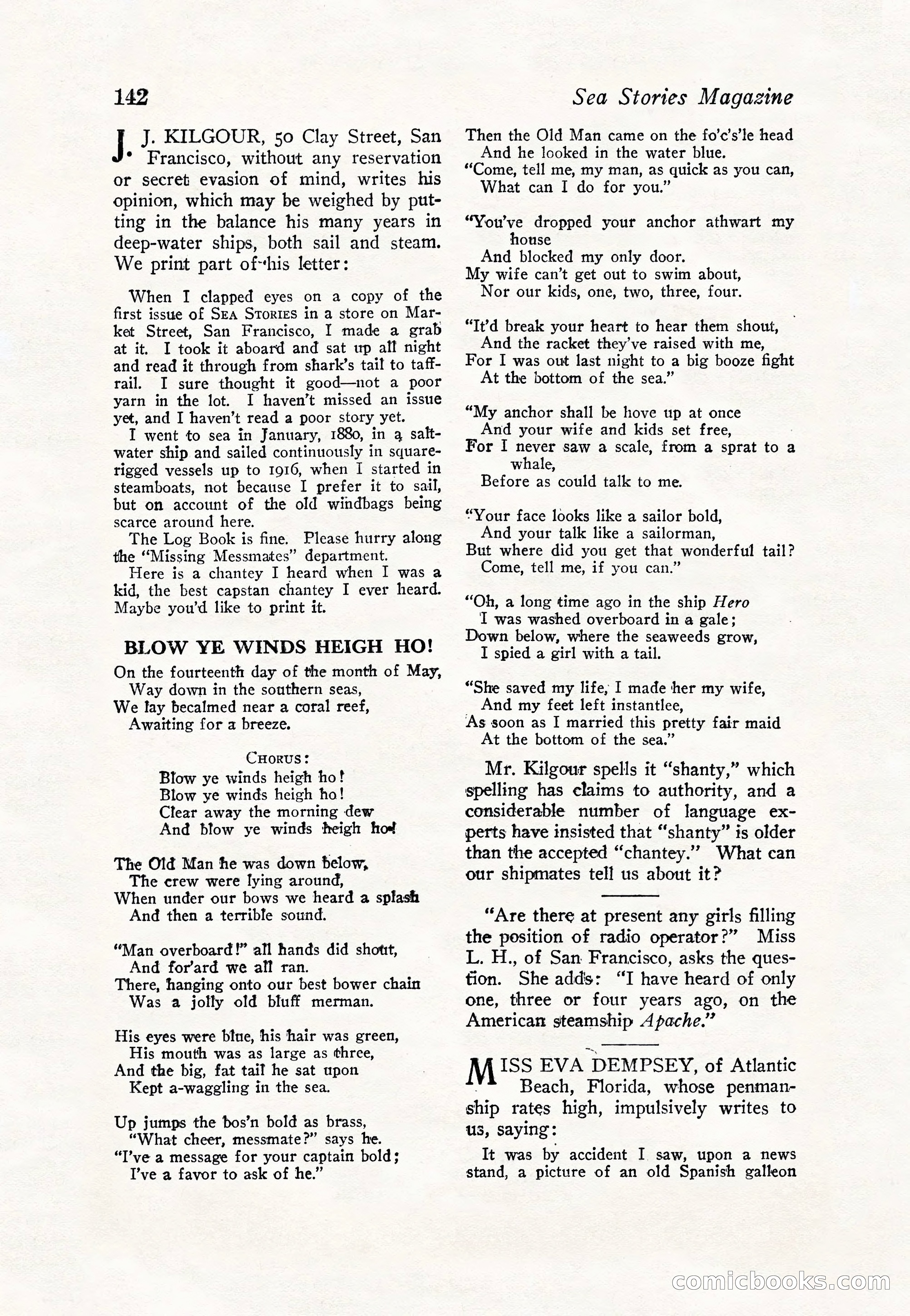 Sea Stories Magazine, January 5, 1923 — page 144 of 148
