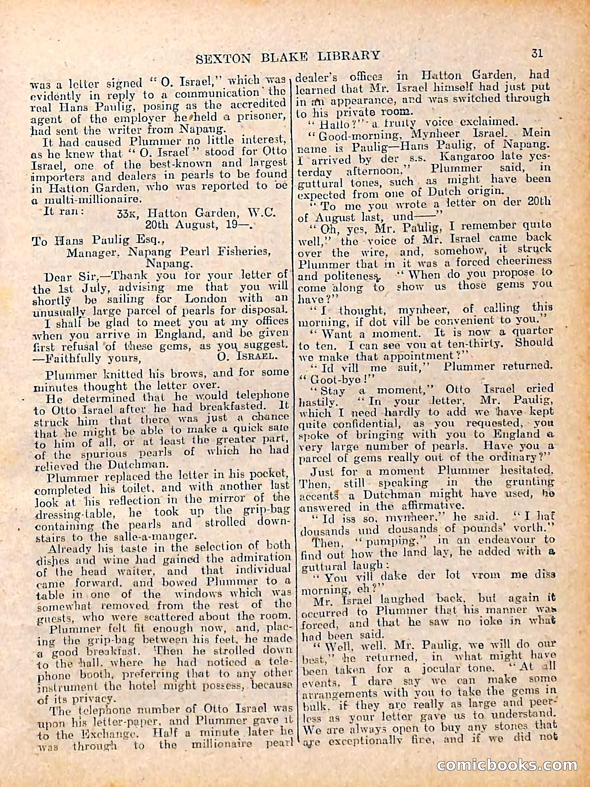 The Sexton Blake Library #208: The Case of the Cultured Pearls — page 33 of 68
