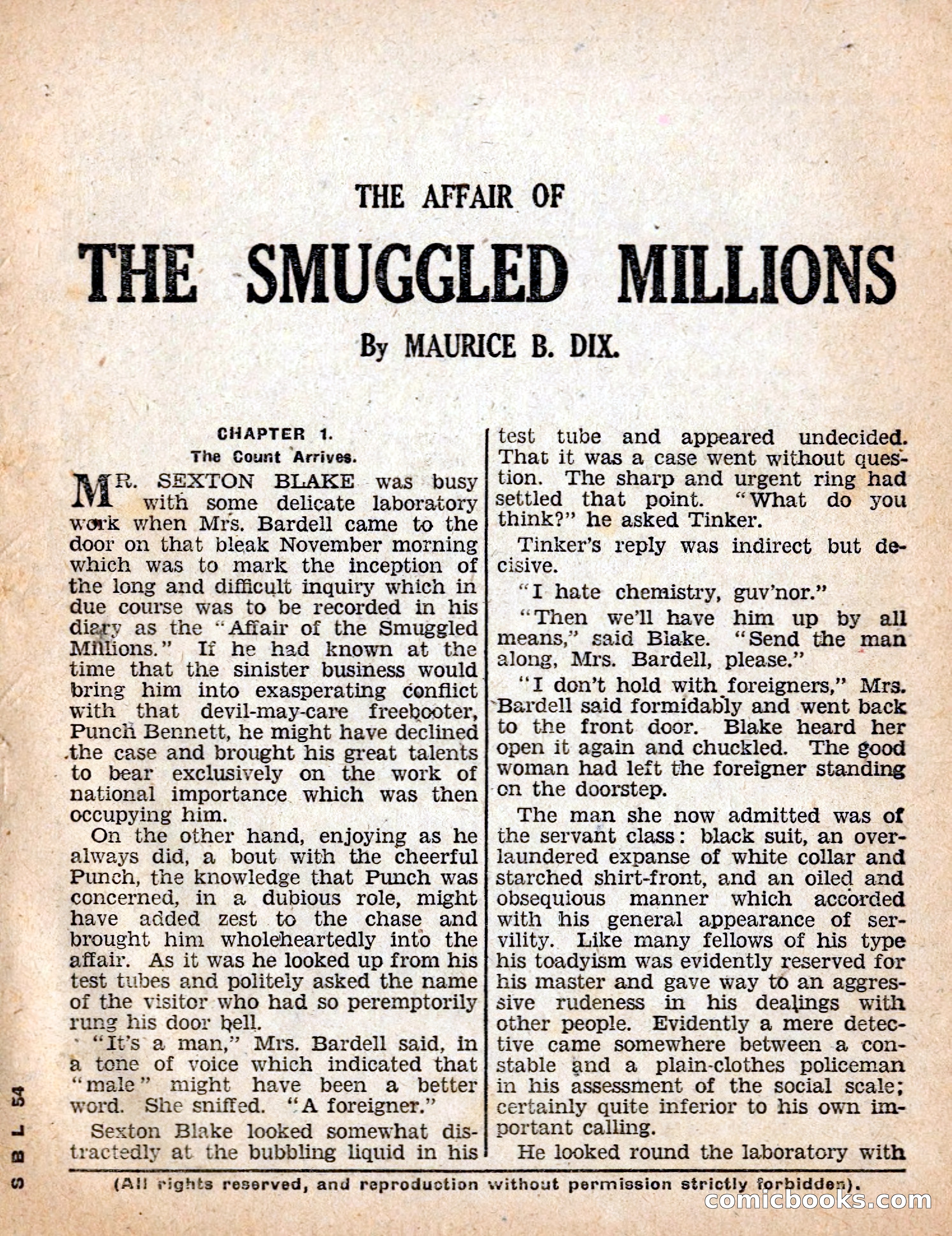 The Sexton Blake Library #54: The Affair of the Smuggled Millions — page 3 of 100