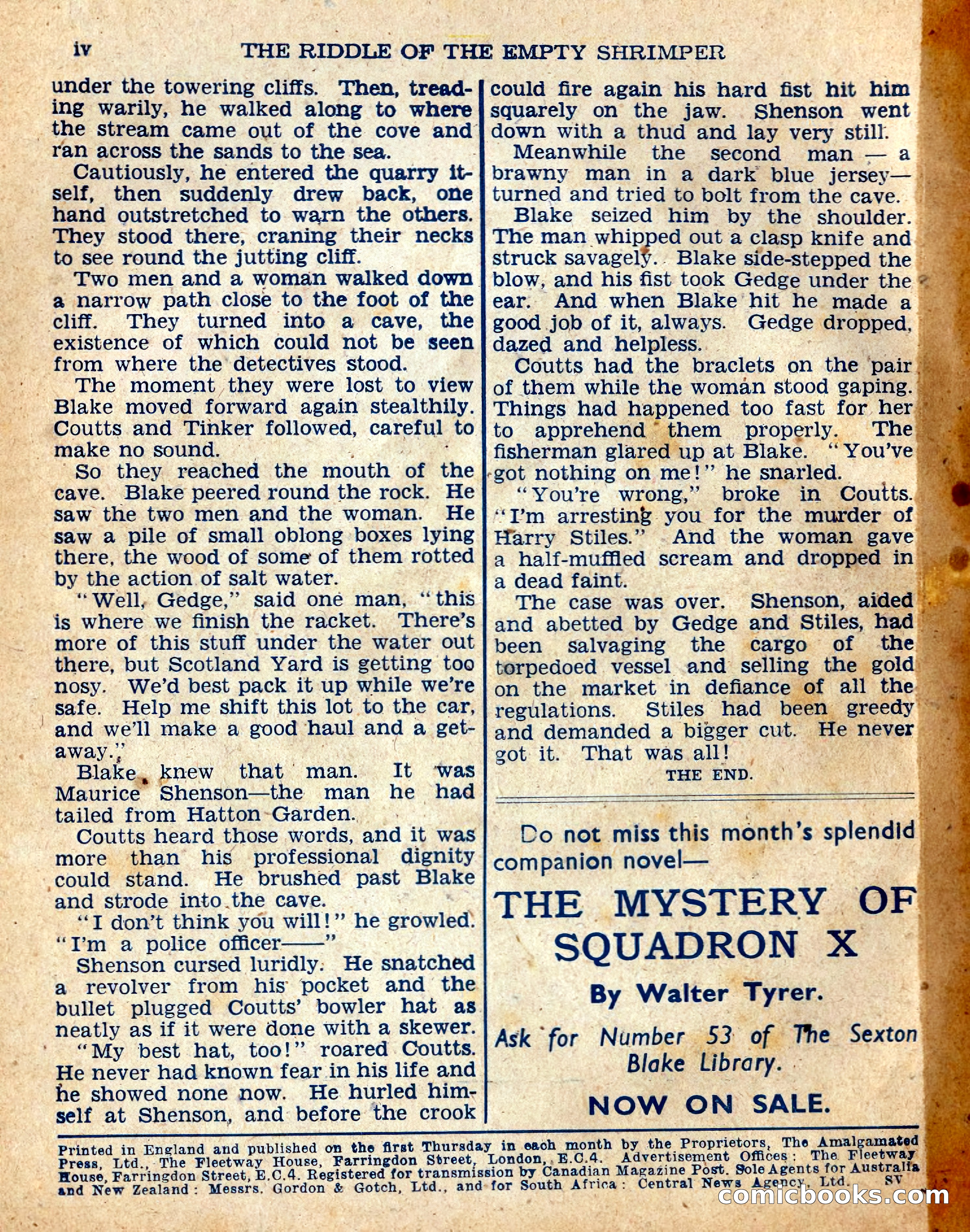 The Sexton Blake Library #54: The Affair of the Smuggled Millions — page 100 of 100