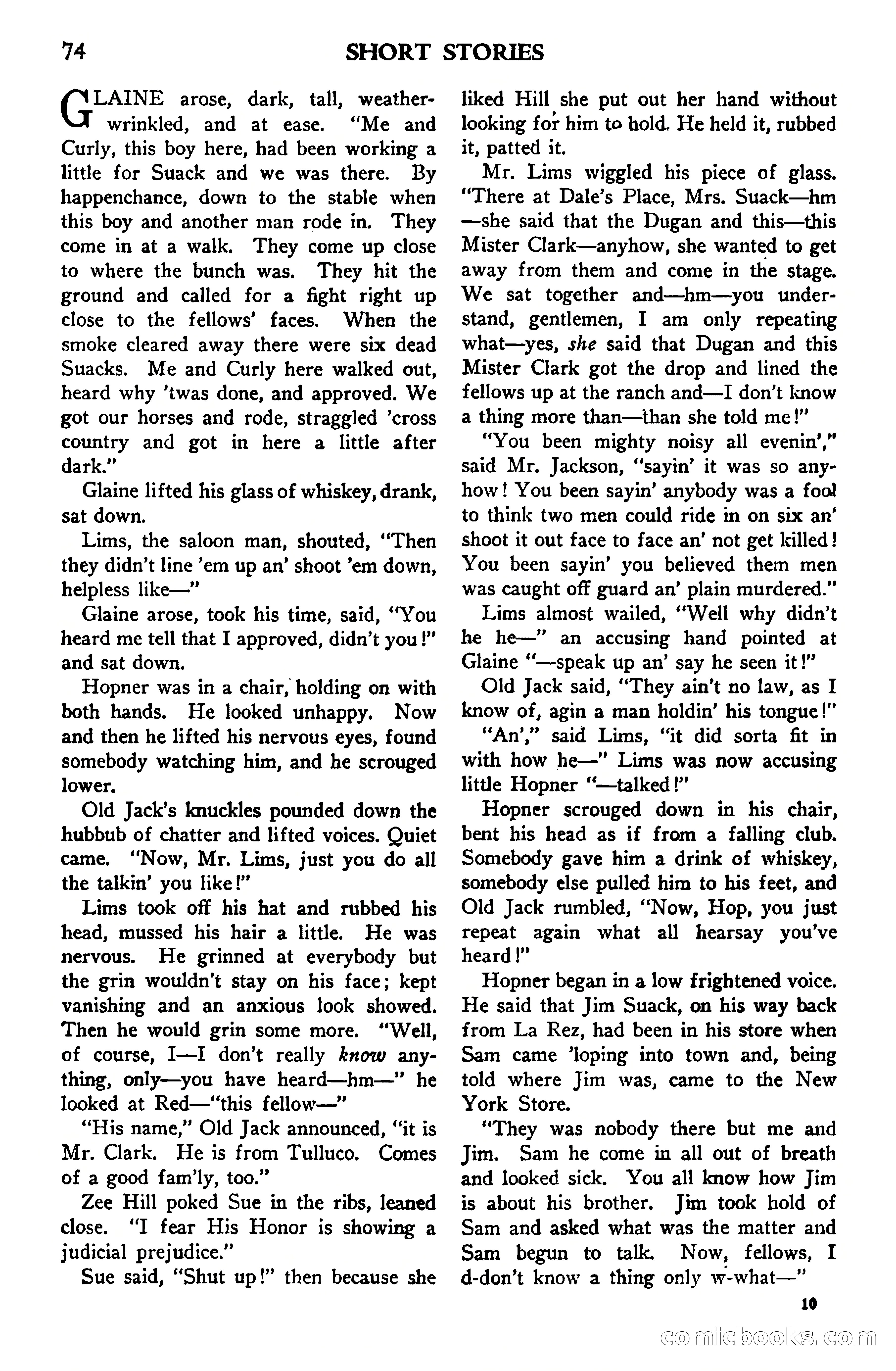 Short Stories, Vol. 159, No. 1 — page 74 of 178