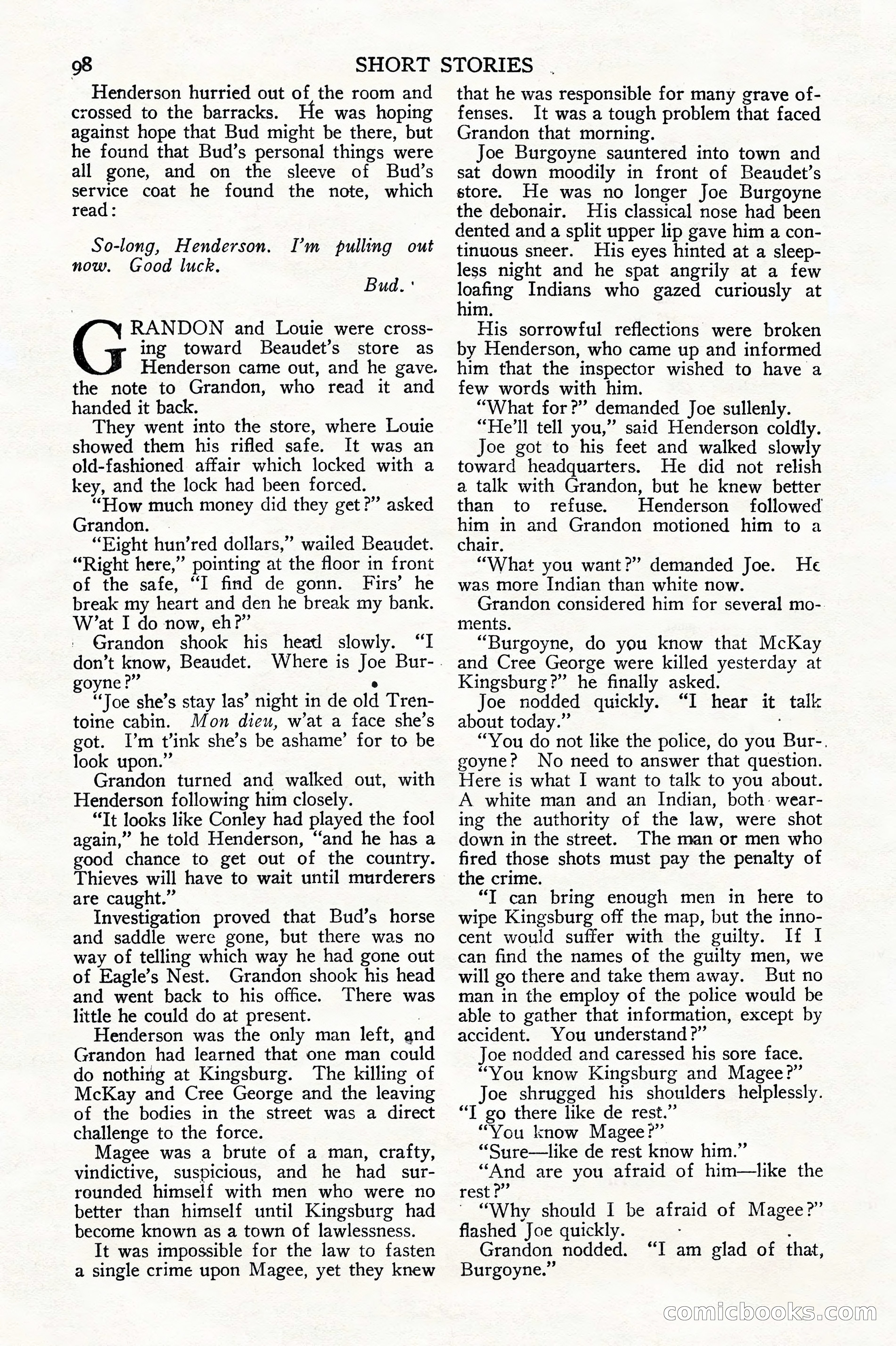 Short Stories, Early October 1923 — page 100 of 180