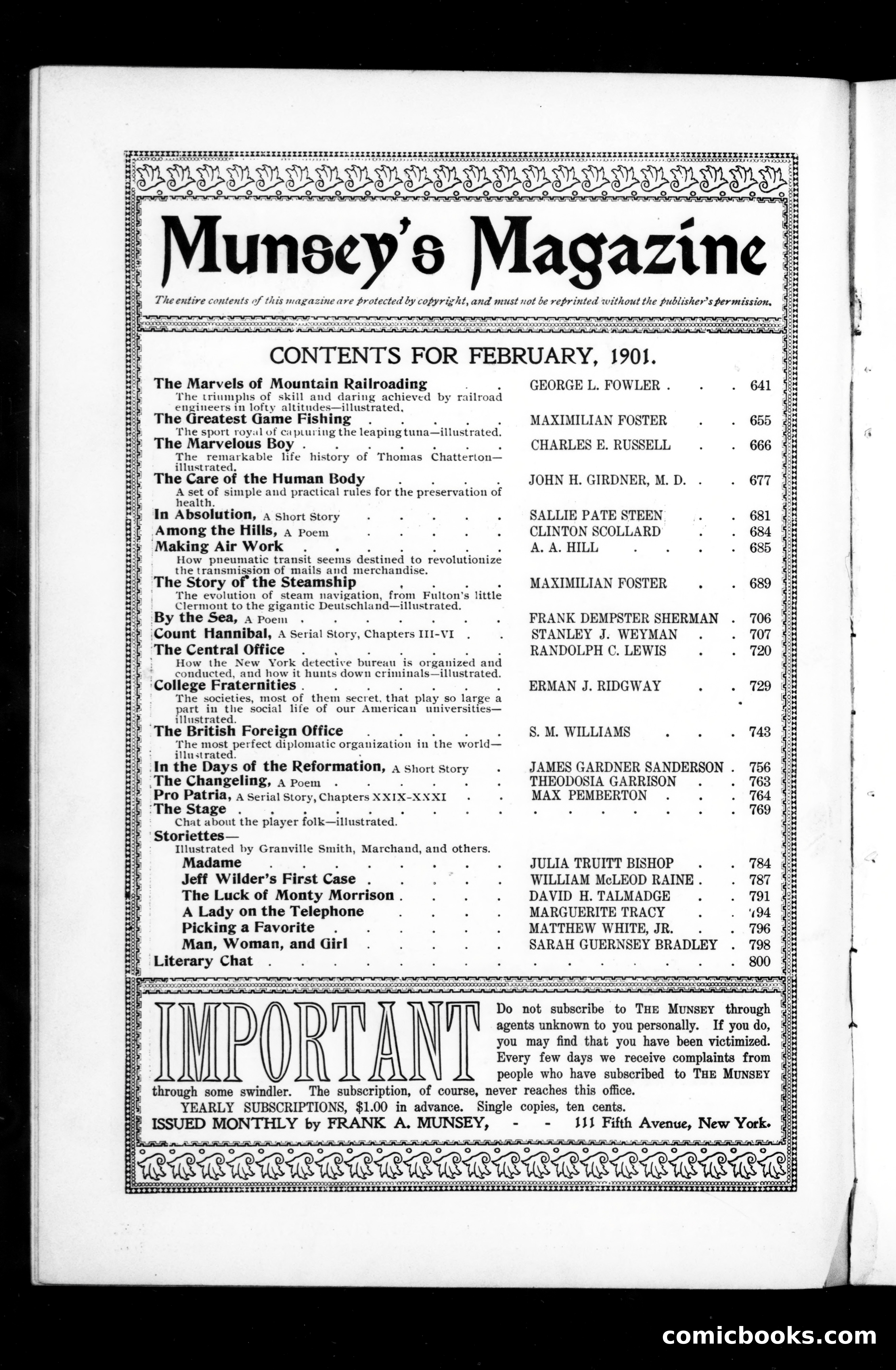 Munsey's Magazine, Vol. 24, No. 5 — page 2 of 174