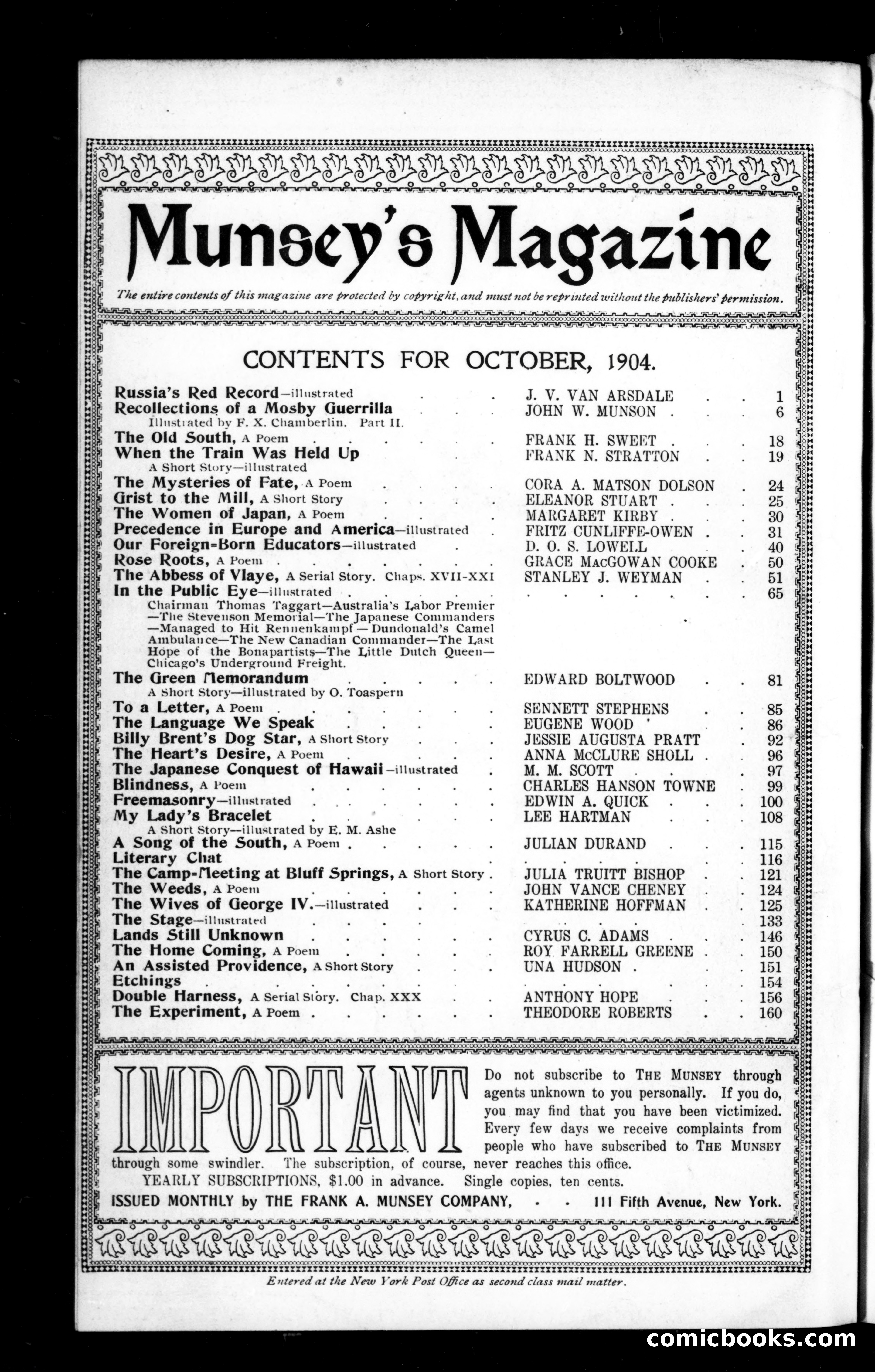 The Munsey Magazine, Vol. 32, No. 1 — page 2 of 162