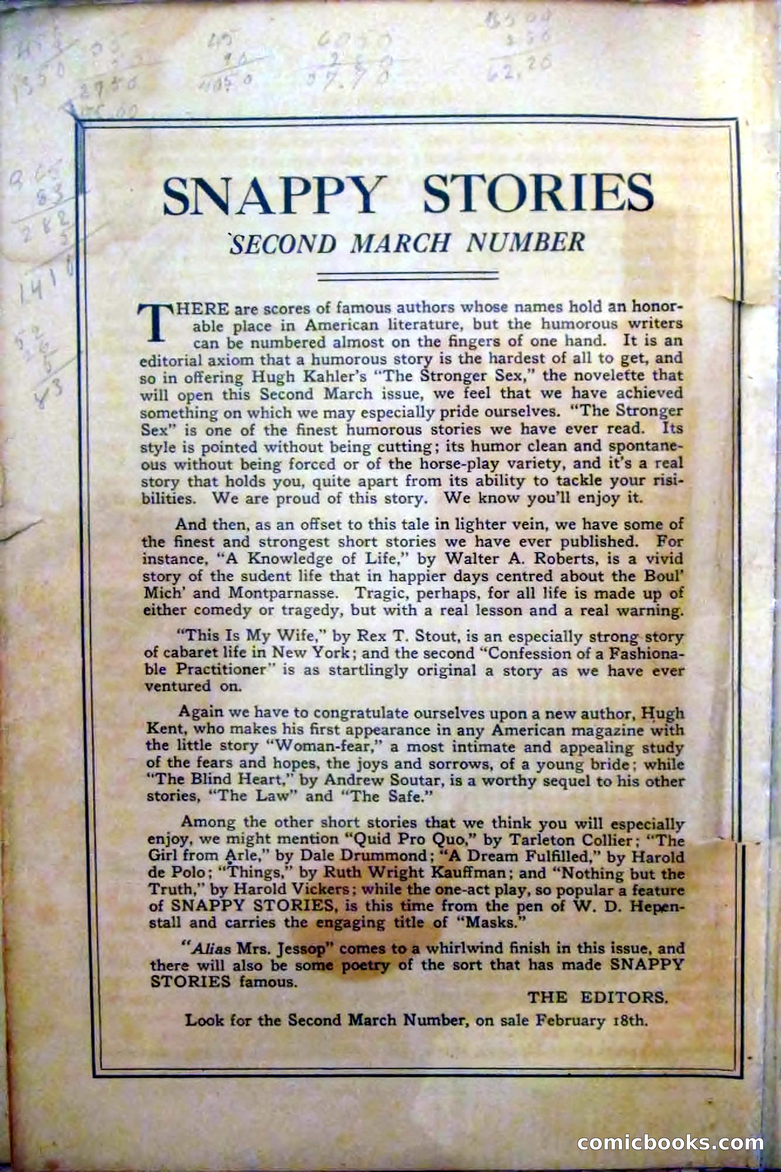 Snappy Stories, First March Number — page 6 of 148