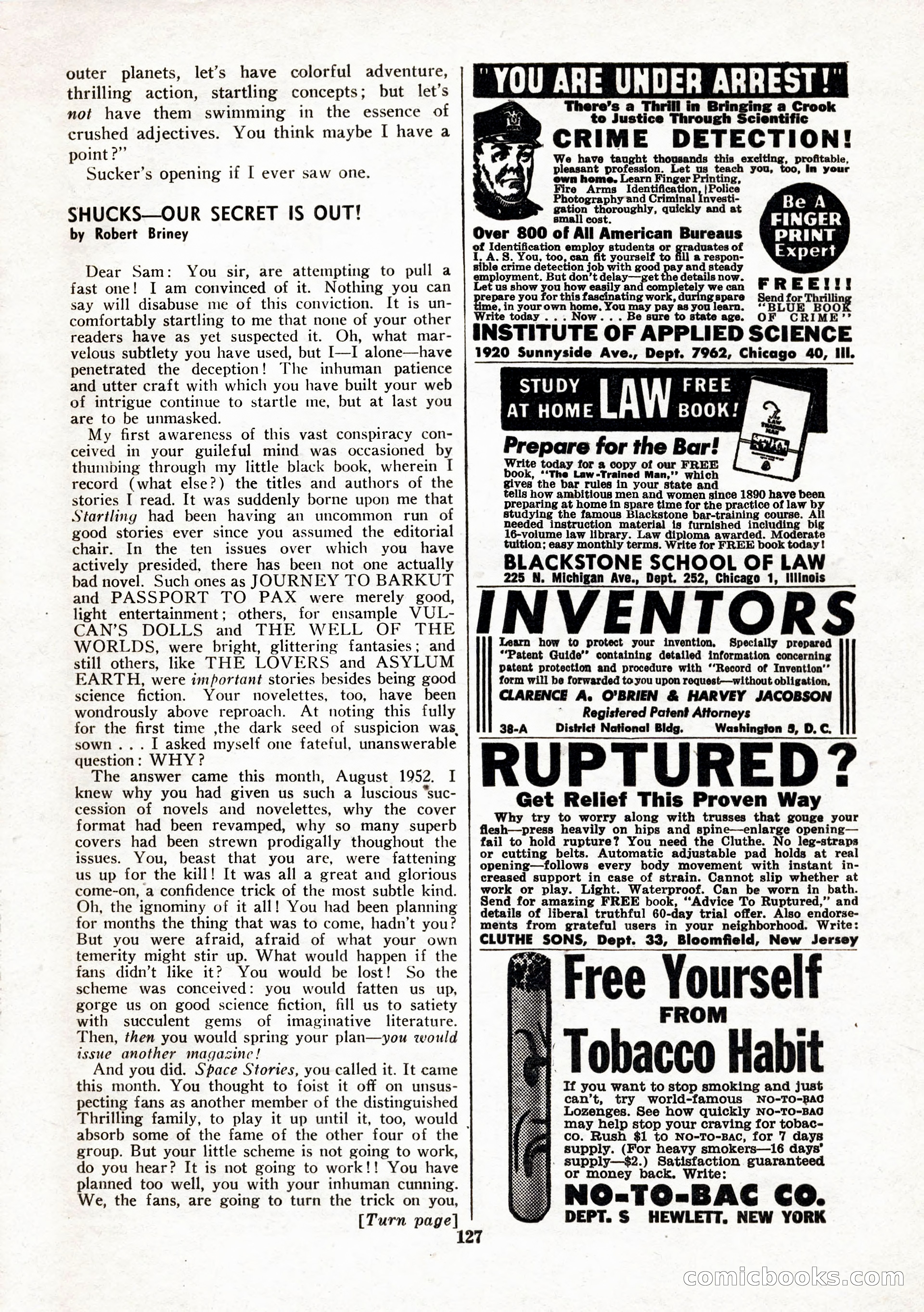Space Stories, February 1953 — page 127 of 132