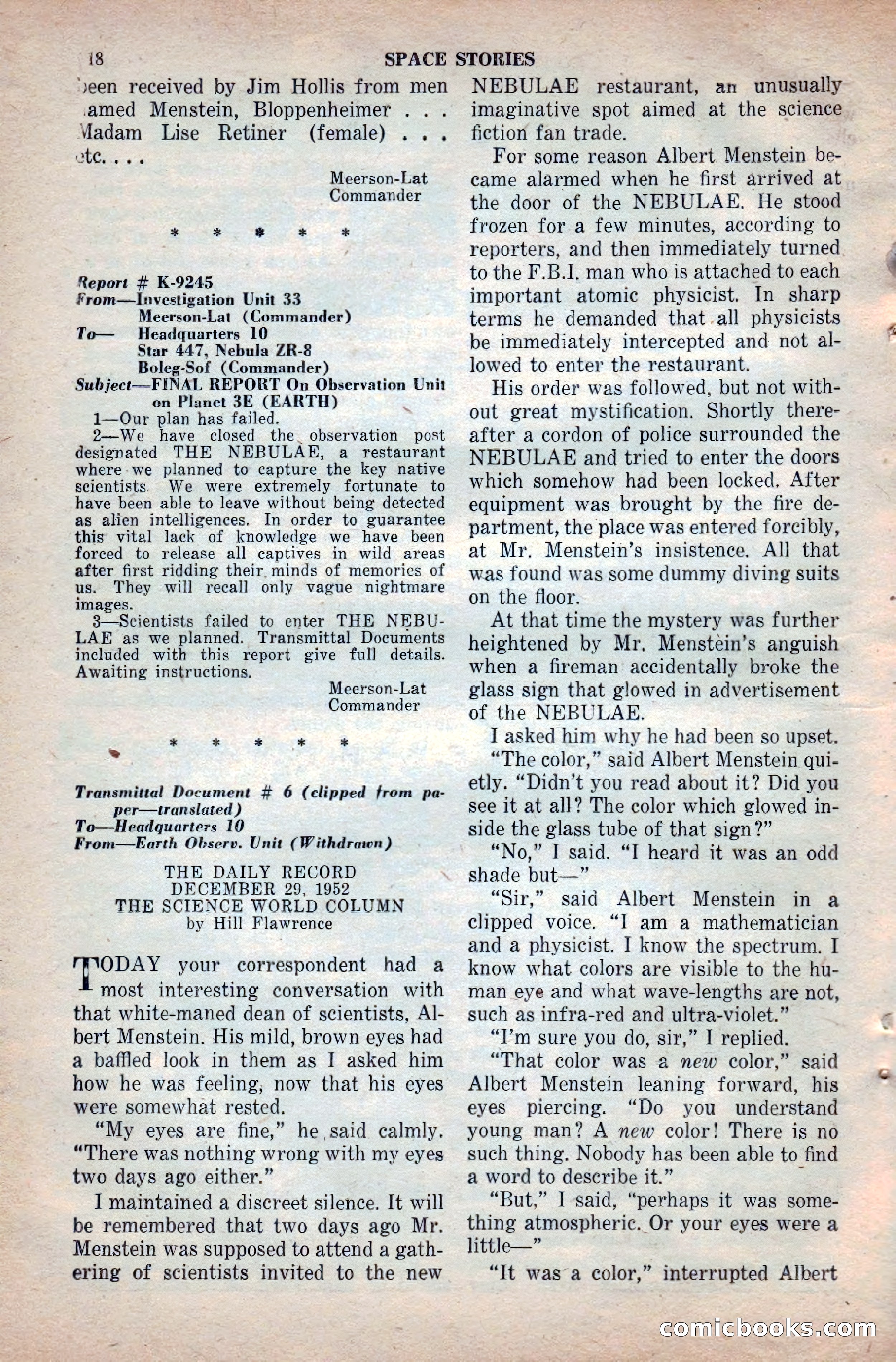 Space Stories, April 1953 — page 118 of 132