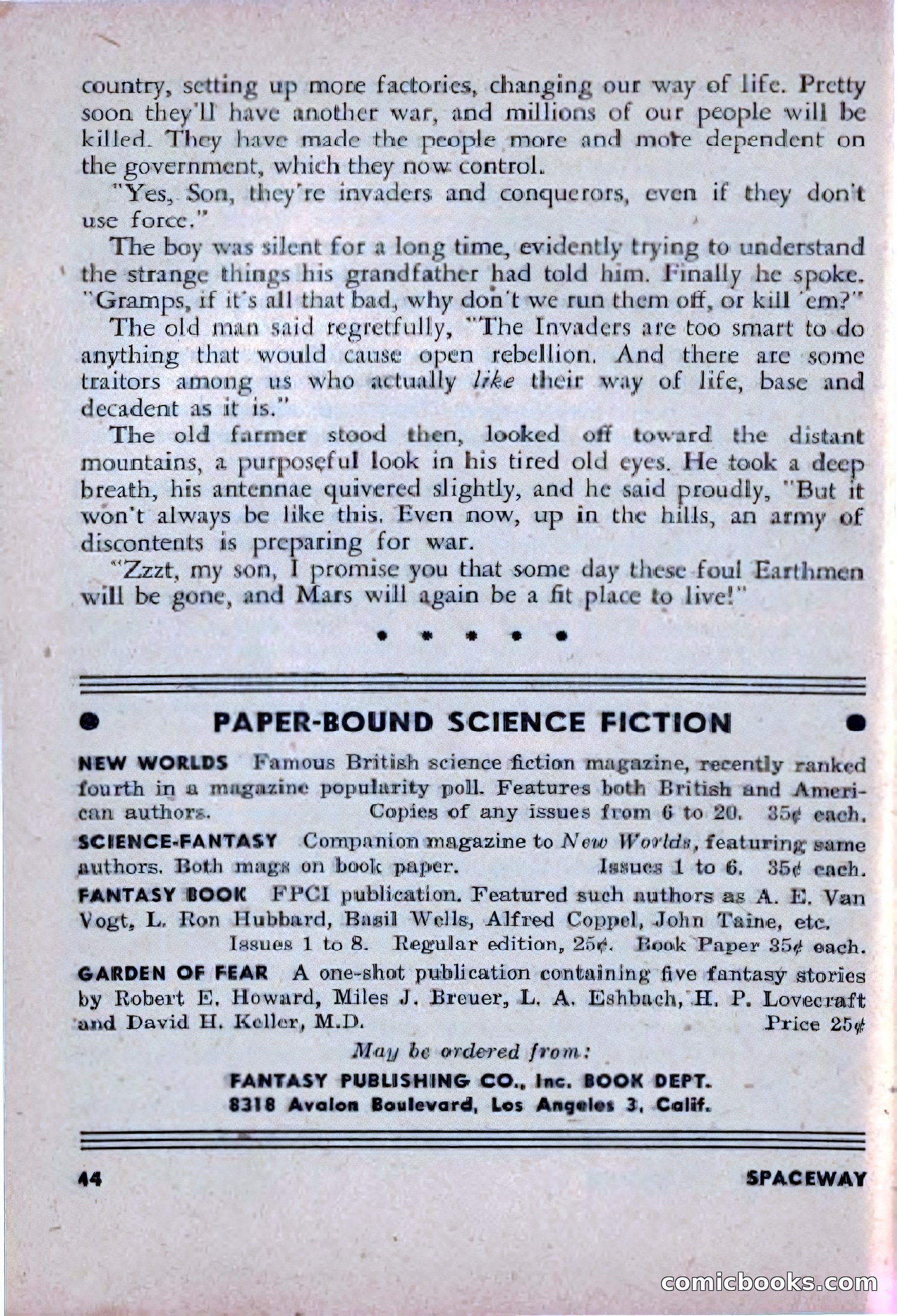 Spaceway, December 1953 — page 44 of 164
