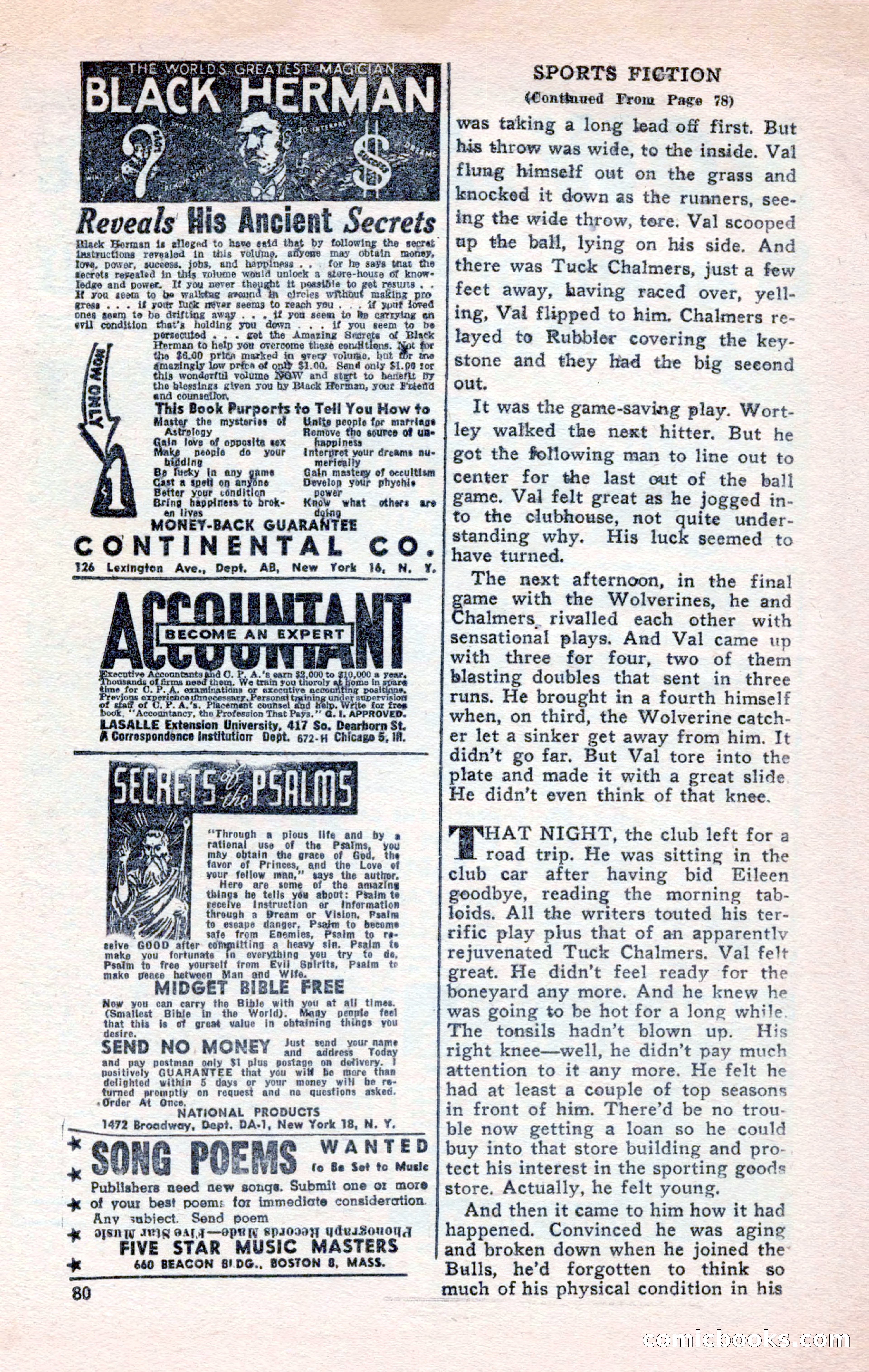 Sports Fiction, June 1947 — page 80 of 100