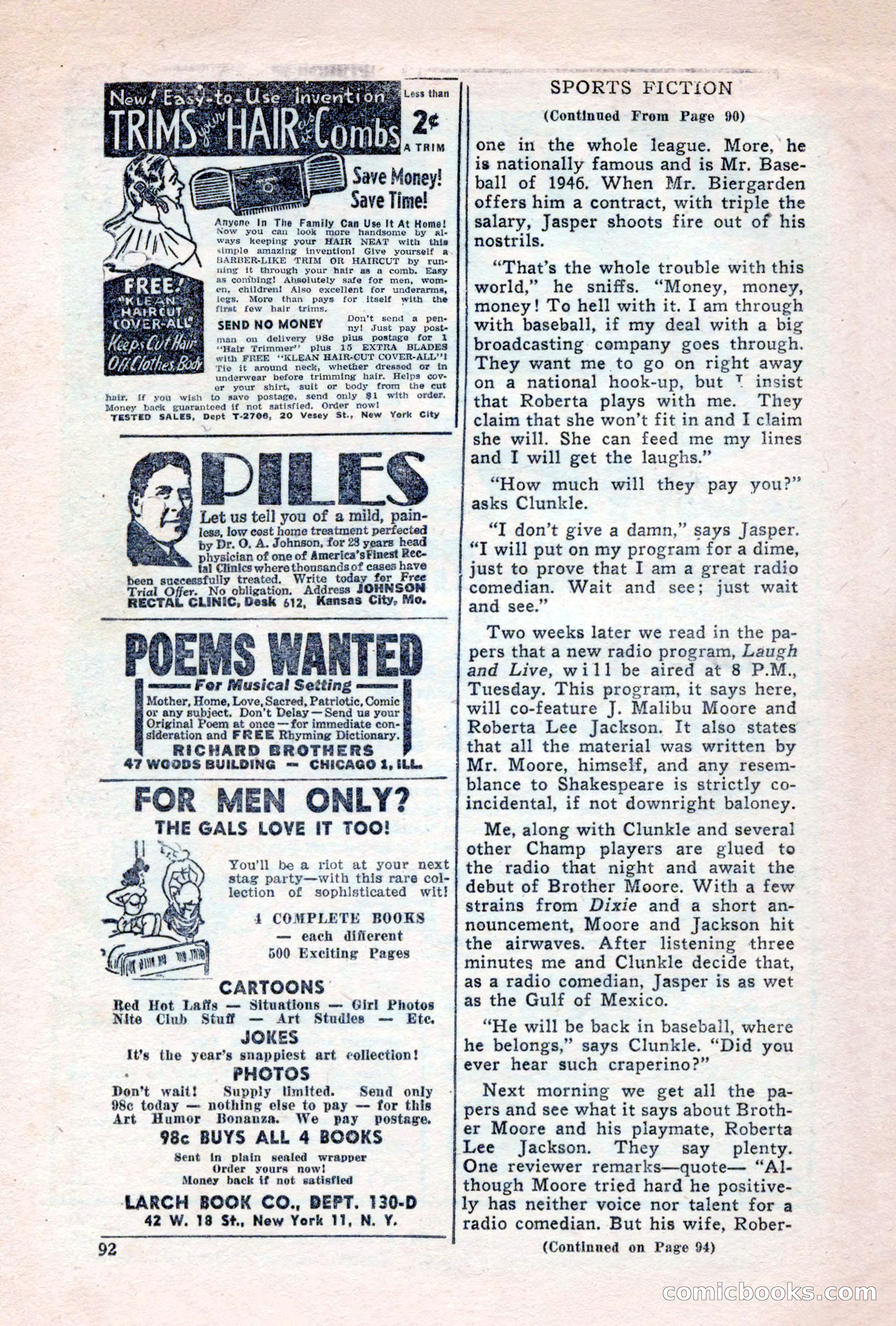 Sports Fiction, June 1947 — page 92 of 100
