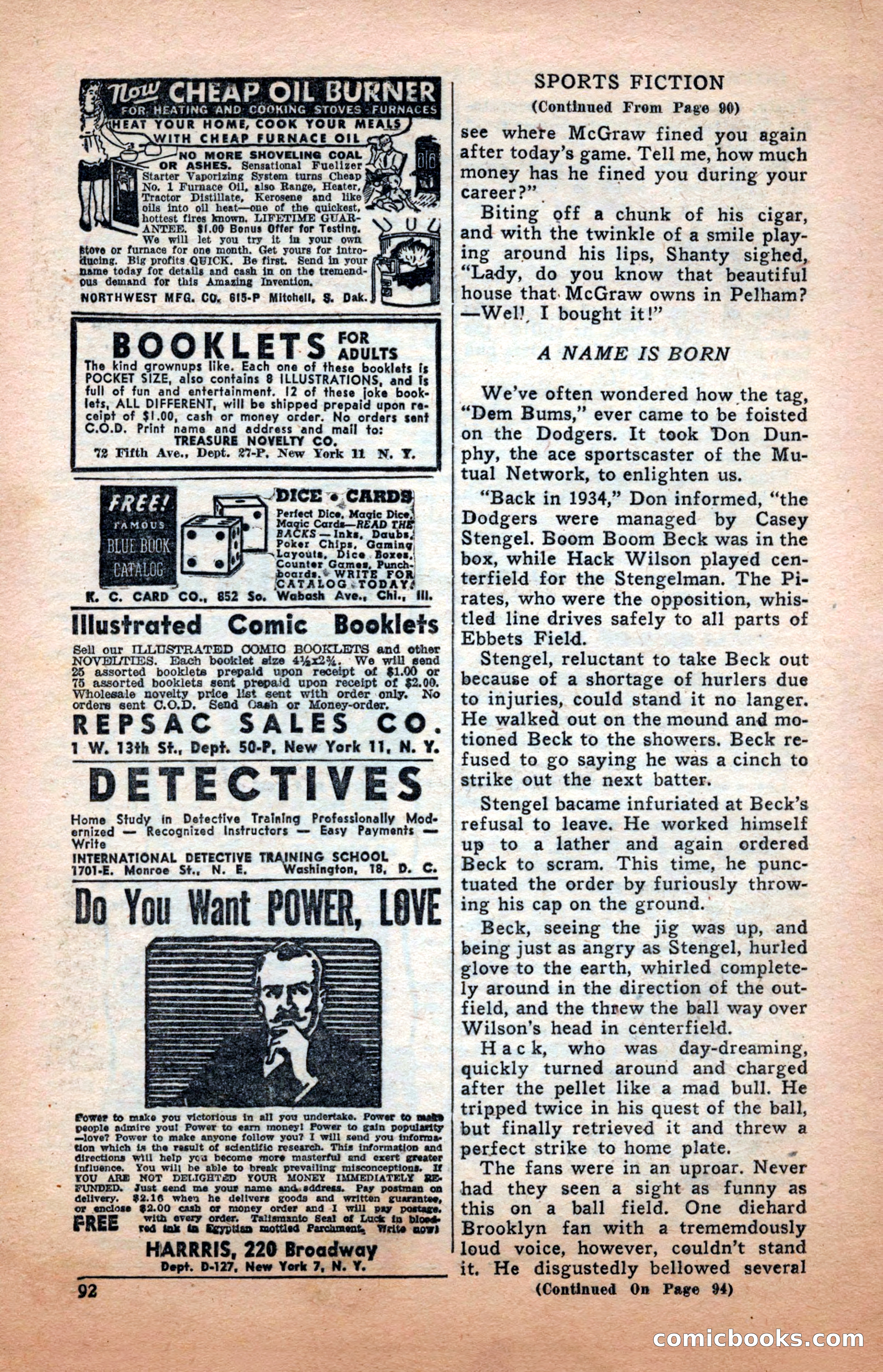 Sports Fiction, December 1947 — page 92 of 100