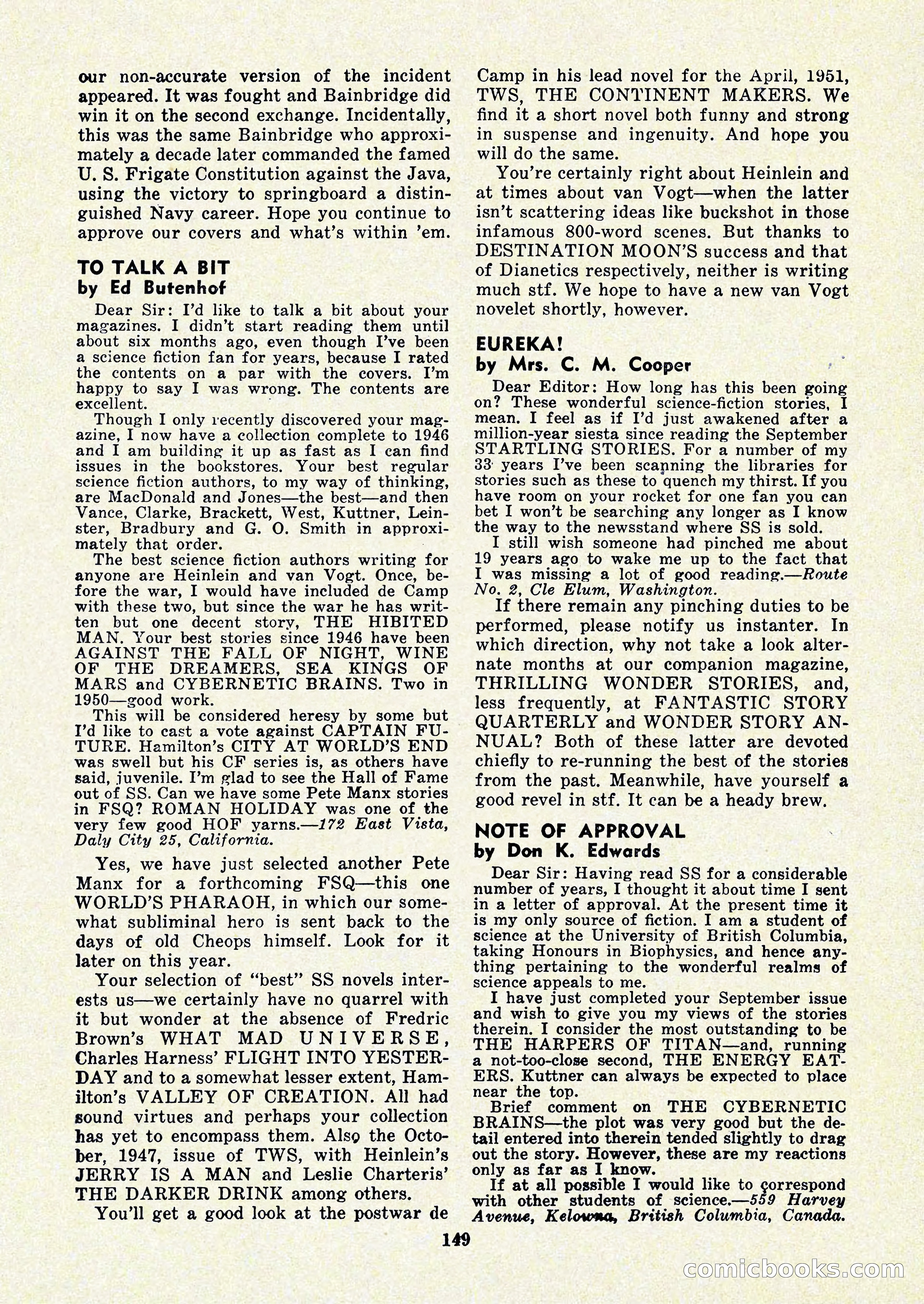 Startling Stories, January 1951 — page 149 of 164