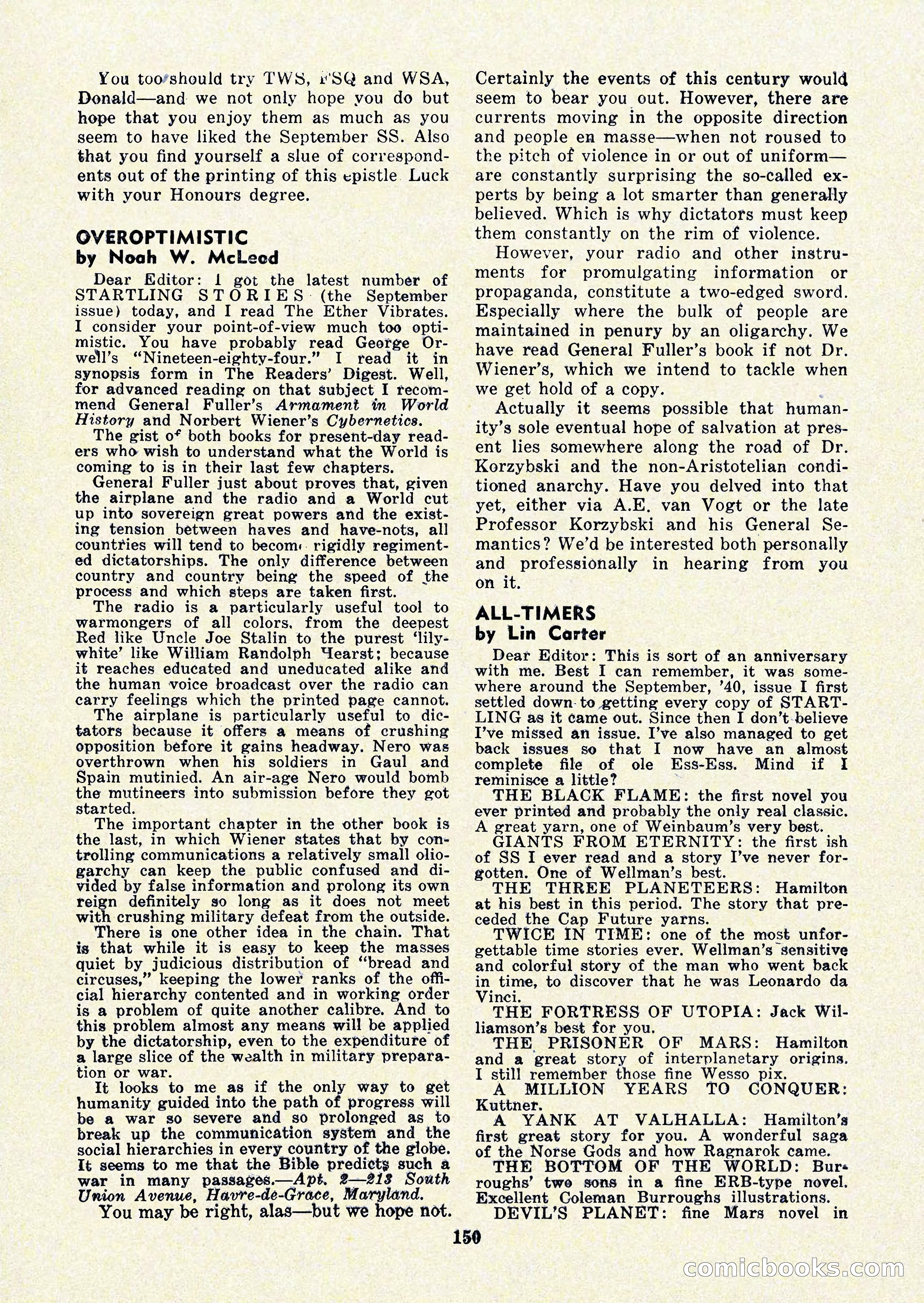 Startling Stories, January 1951 — page 150 of 164