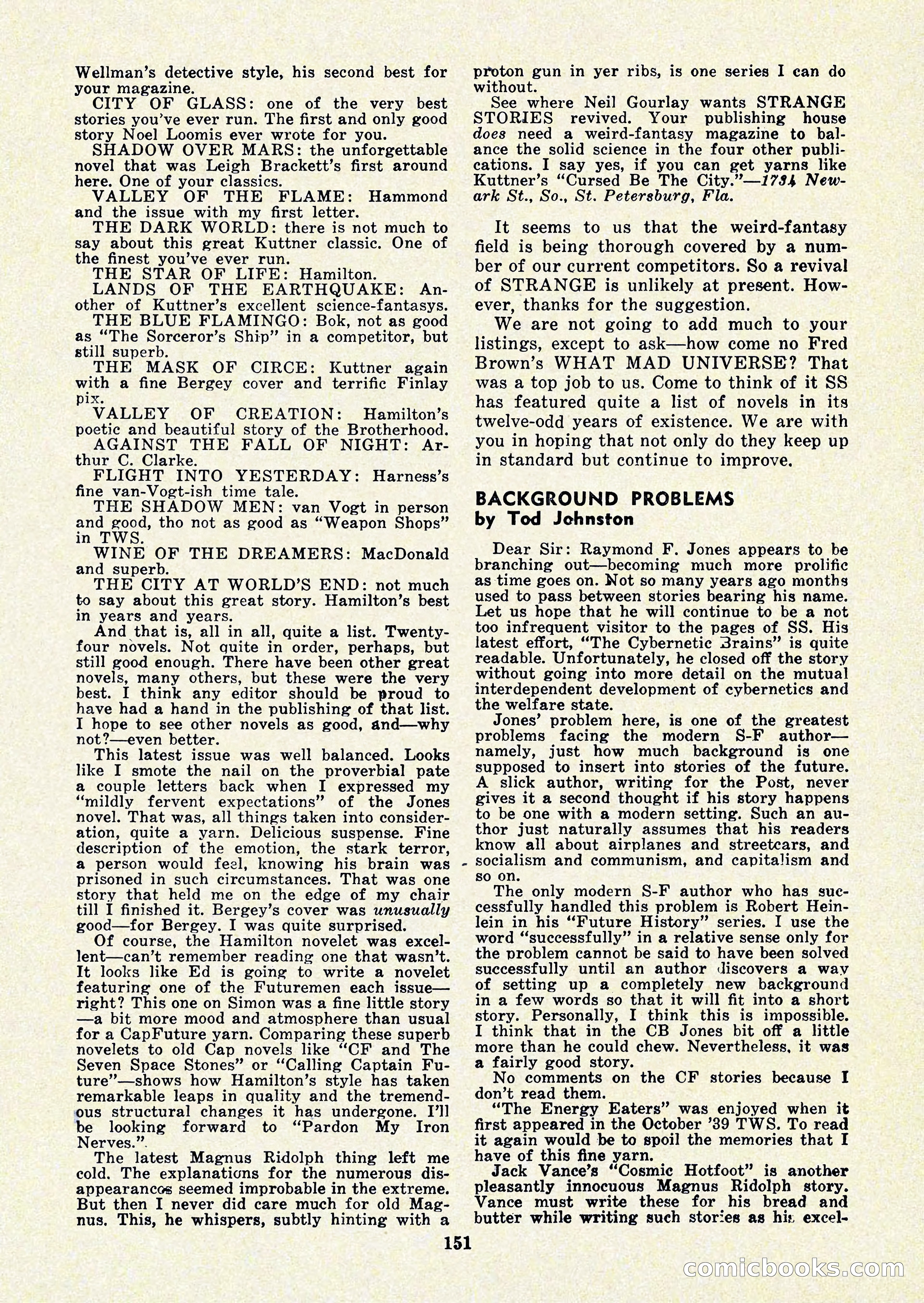 Startling Stories, January 1951 — page 151 of 164