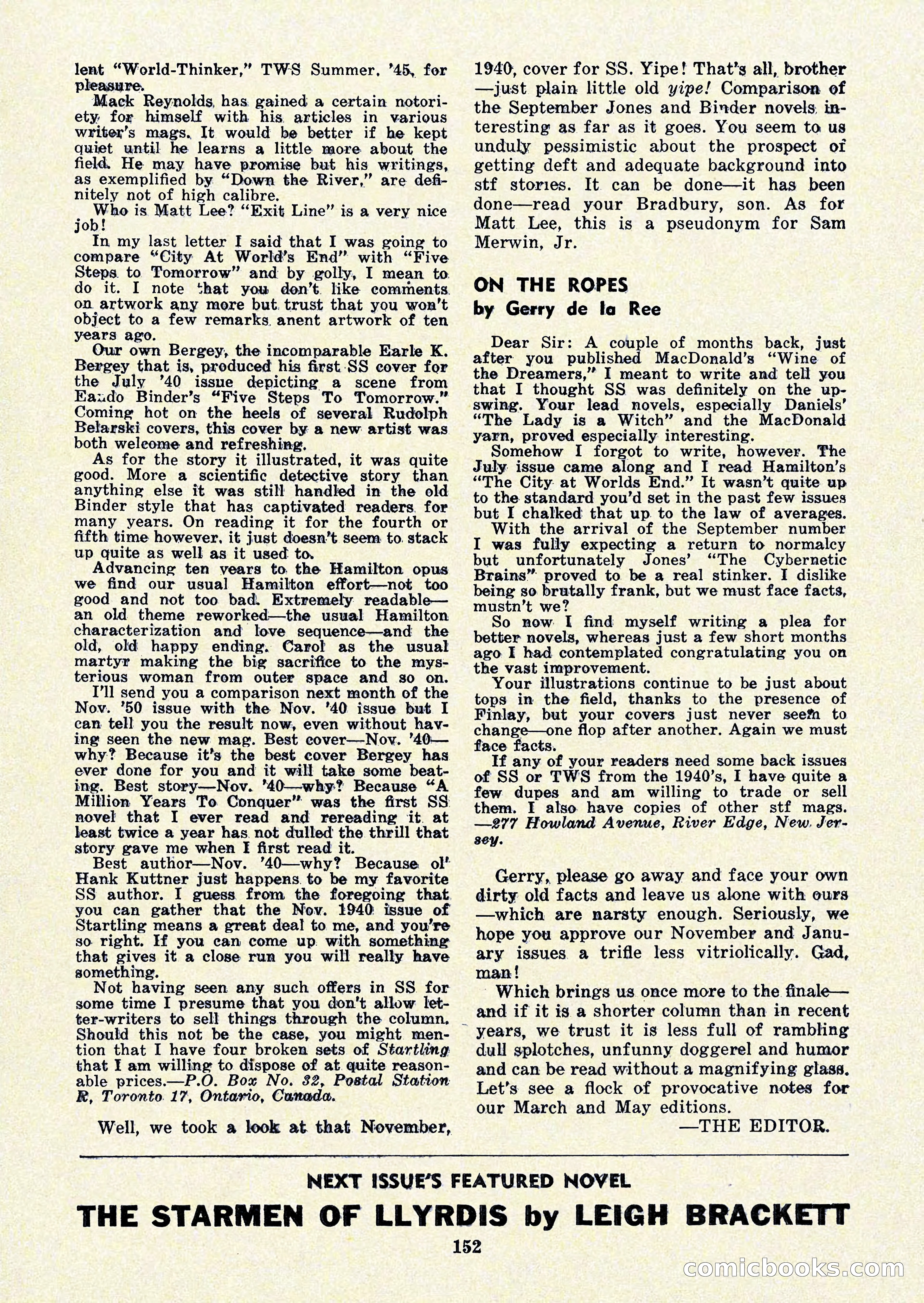 Startling Stories, January 1951 — page 152 of 164