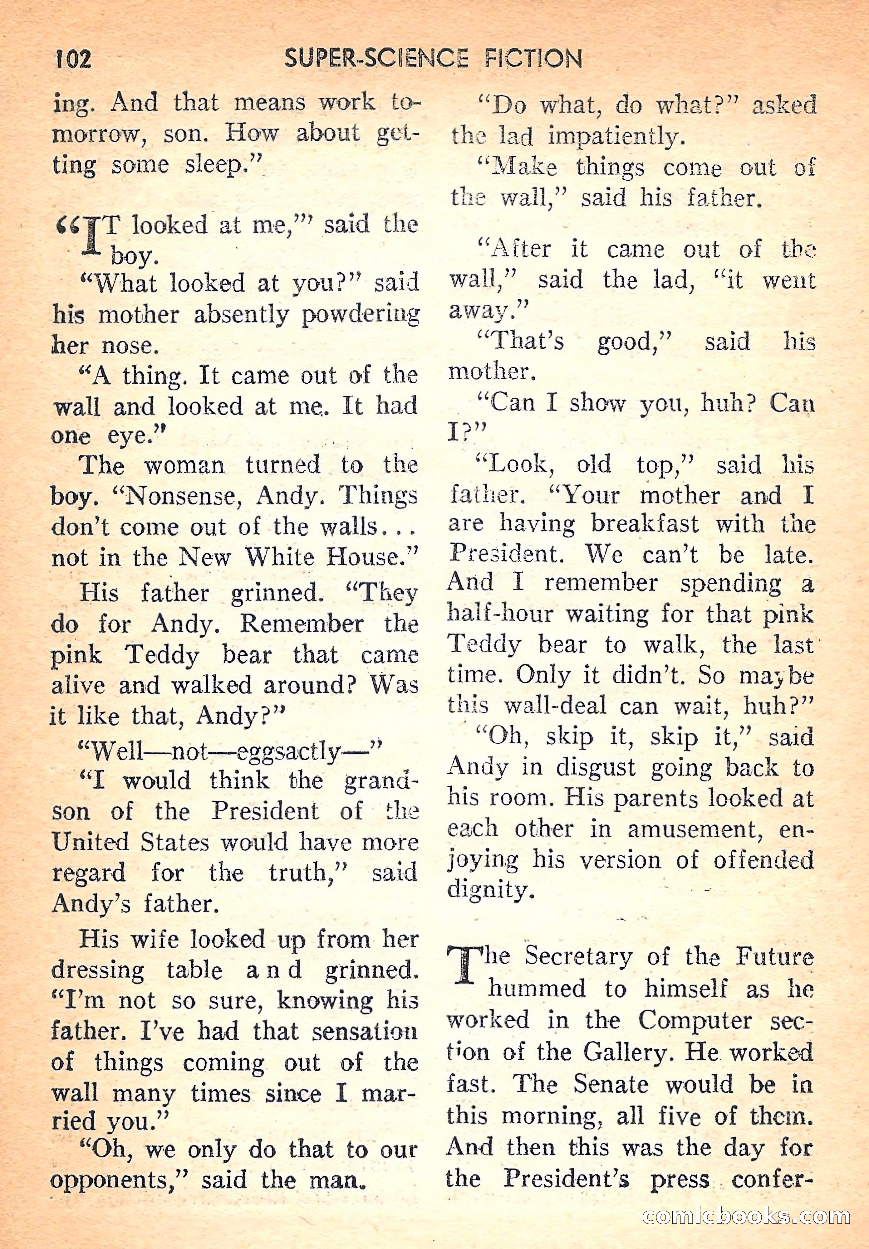 Super Science Fiction, August 1957 — page 104 of 132