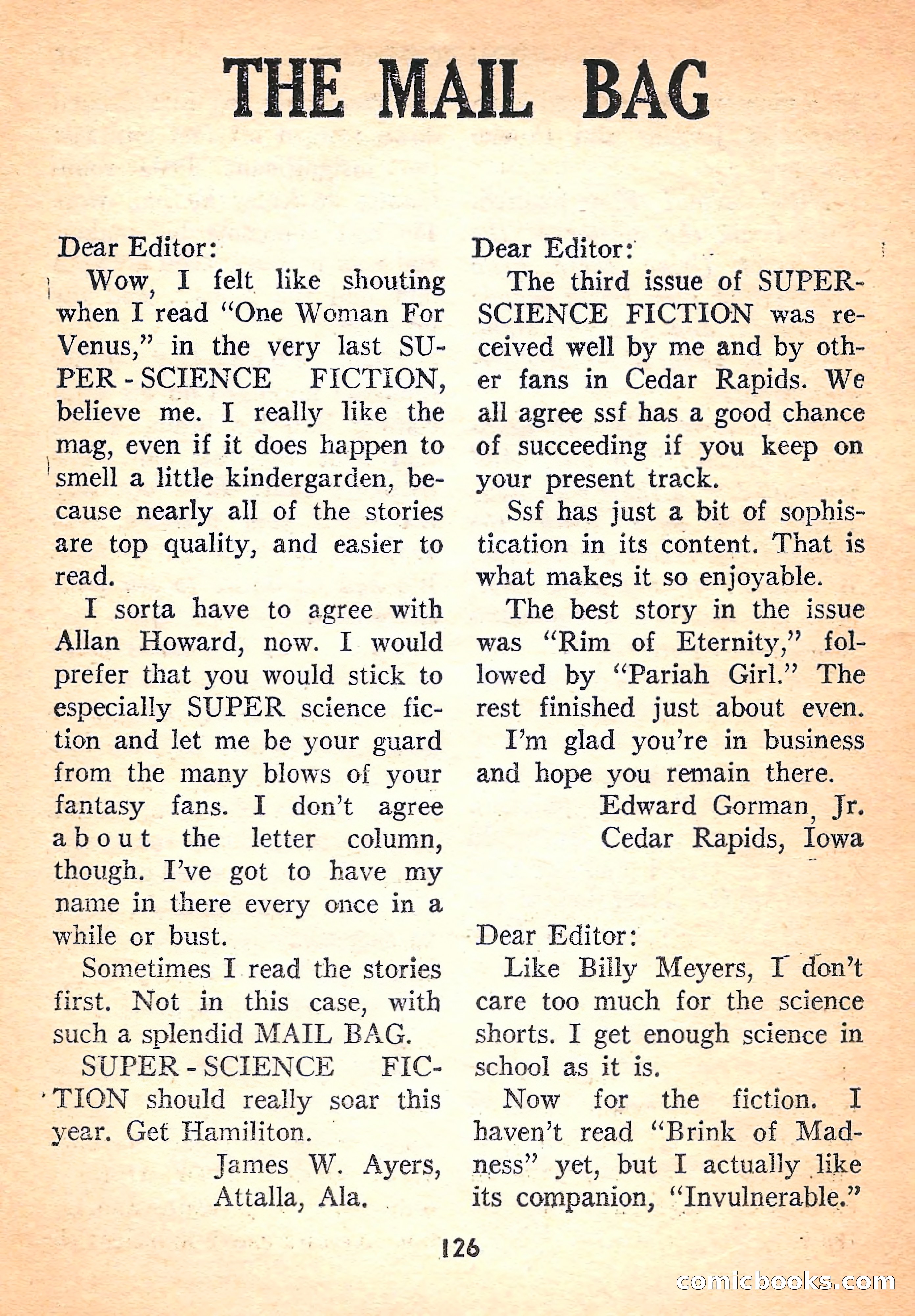 Super Science Fiction, August 1957 — page 128 of 132