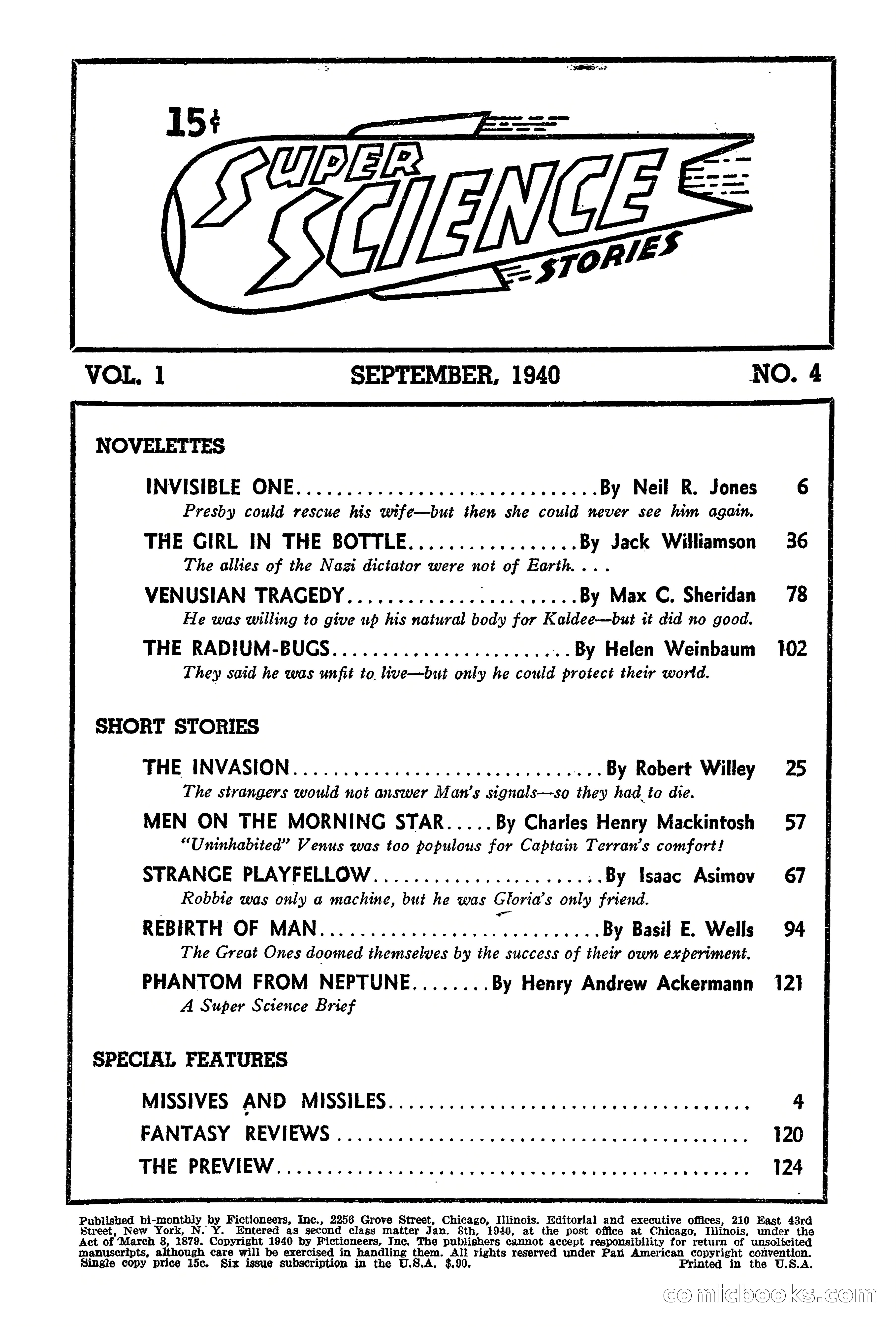 Super Science Stories, September 1940 — page 4 of 132