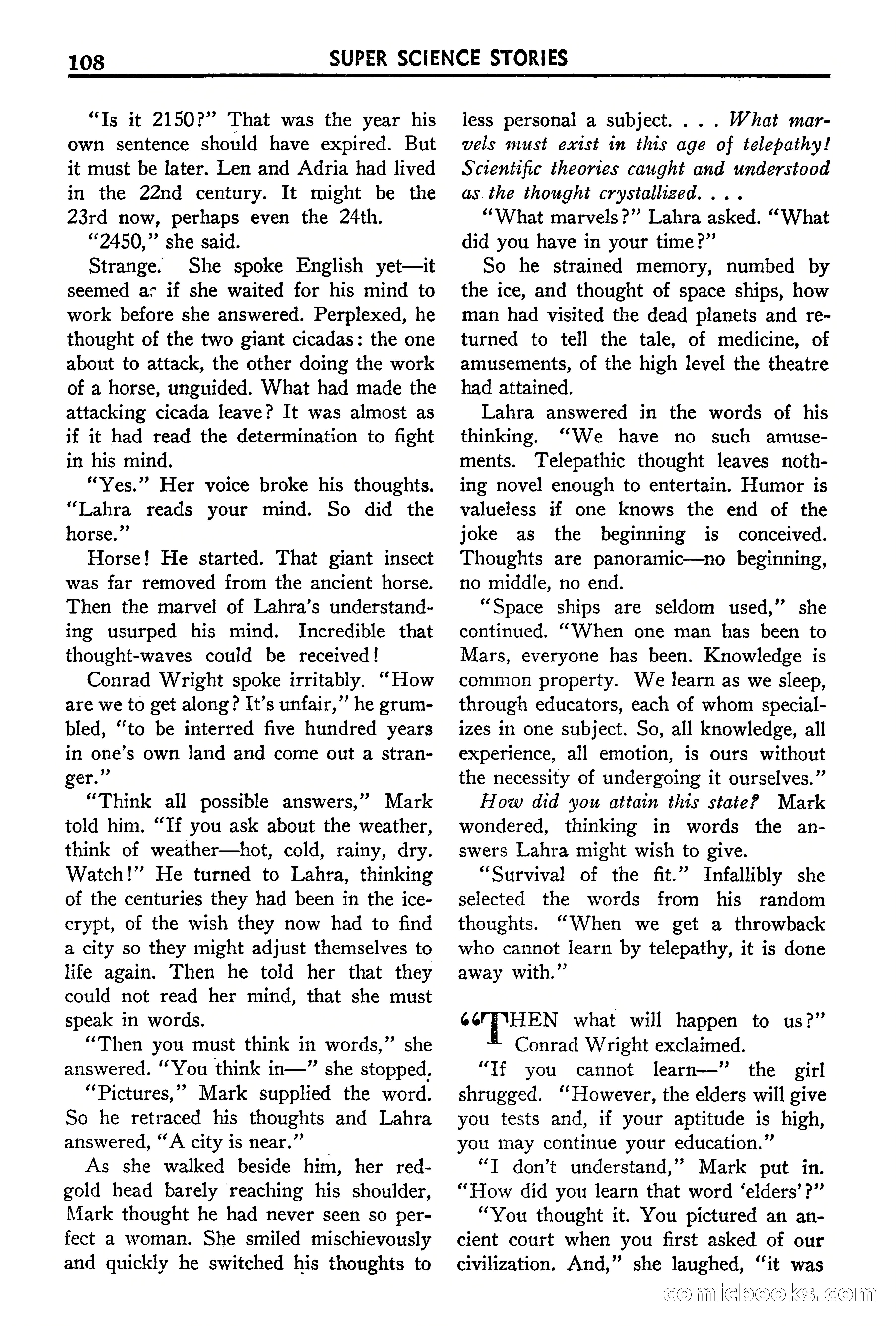 Super Science Stories, September 1940 — page 109 of 132