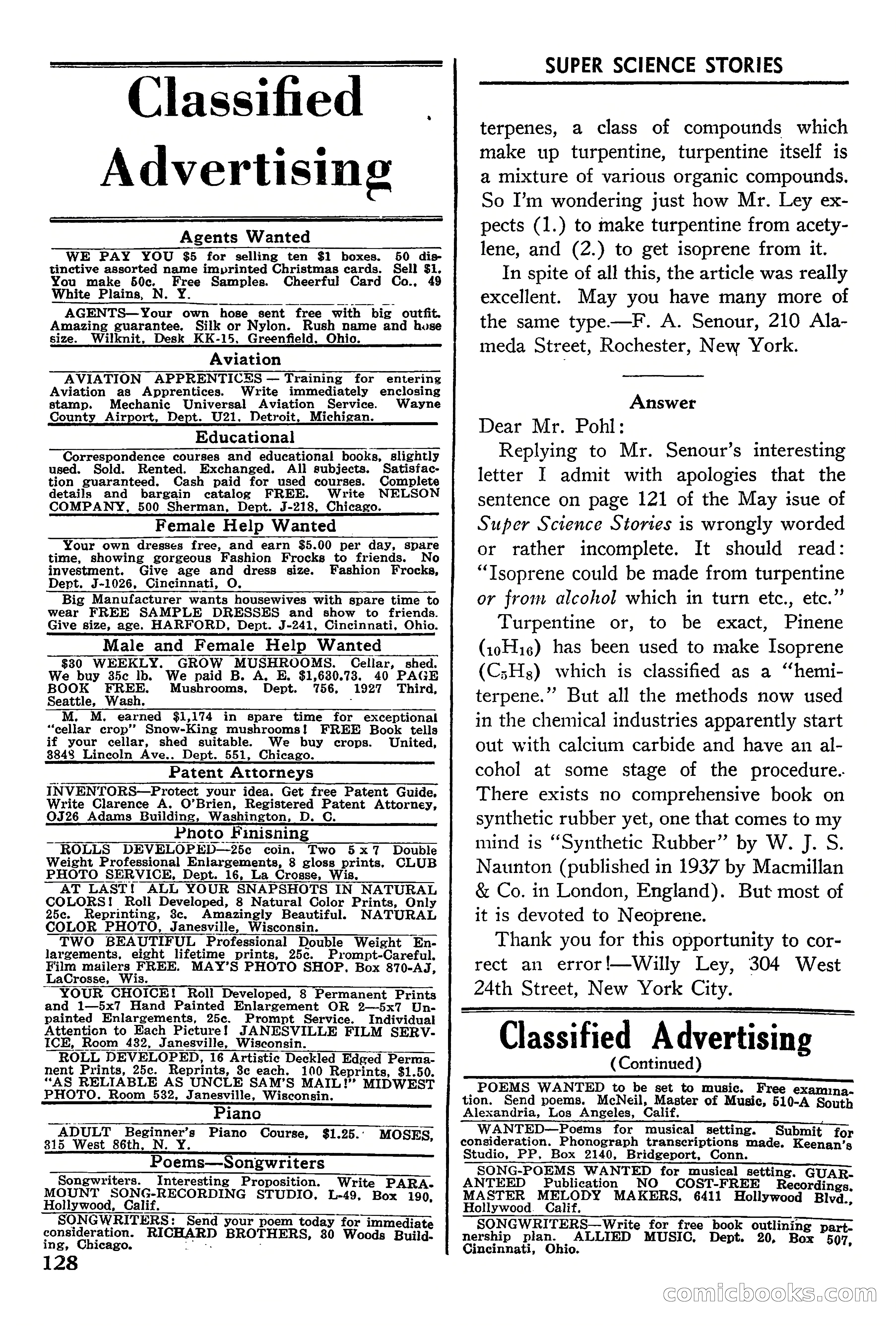 Super Science Stories, September 1940 — page 129 of 132