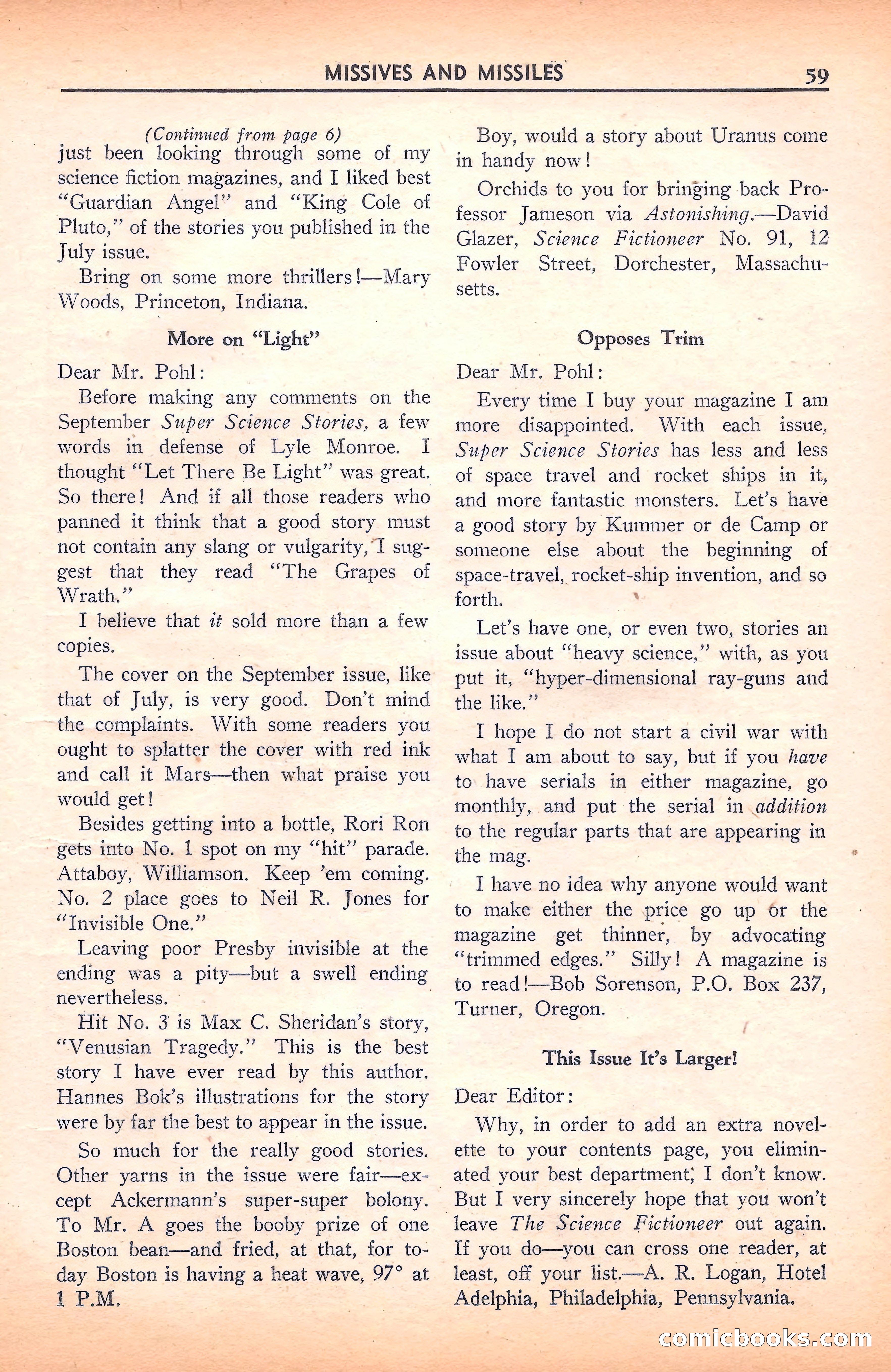 Super Science Stories, November 1940 — page 61 of 132
