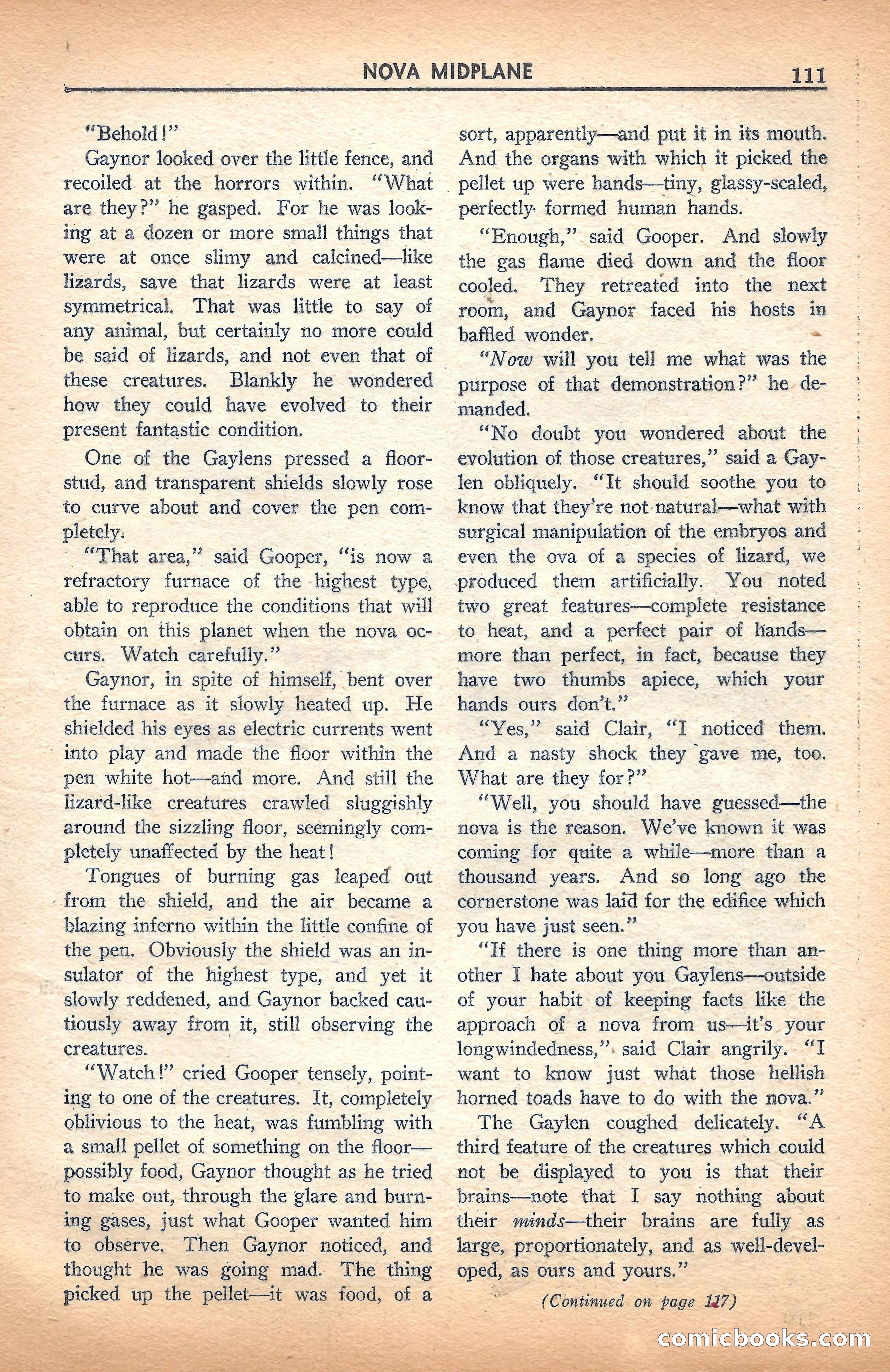 Super Science Stories, November 1940 — page 113 of 132