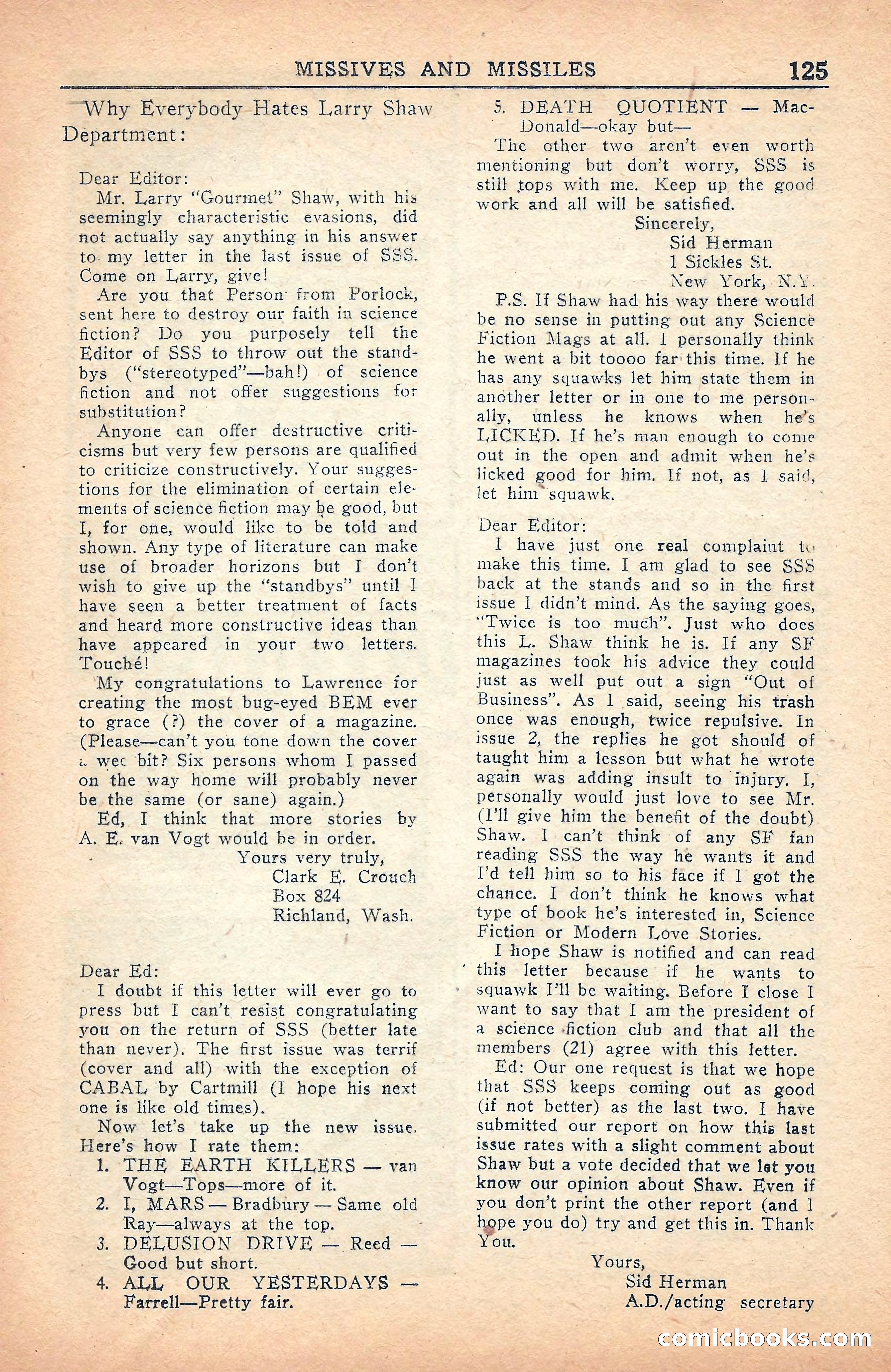 Super Science Stories, July 1949 — page 125 of 132