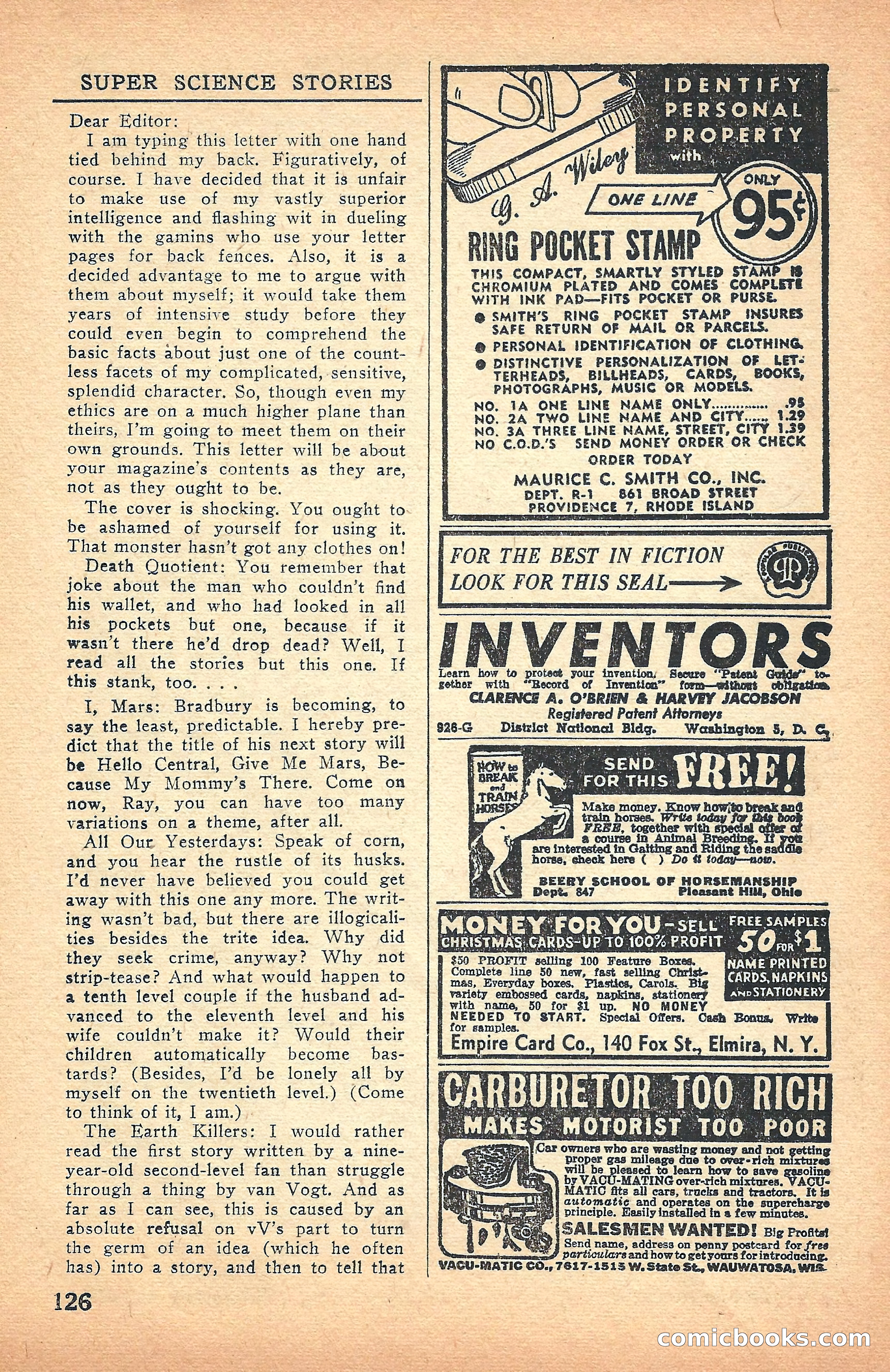 Super Science Stories, July 1949 — page 126 of 132