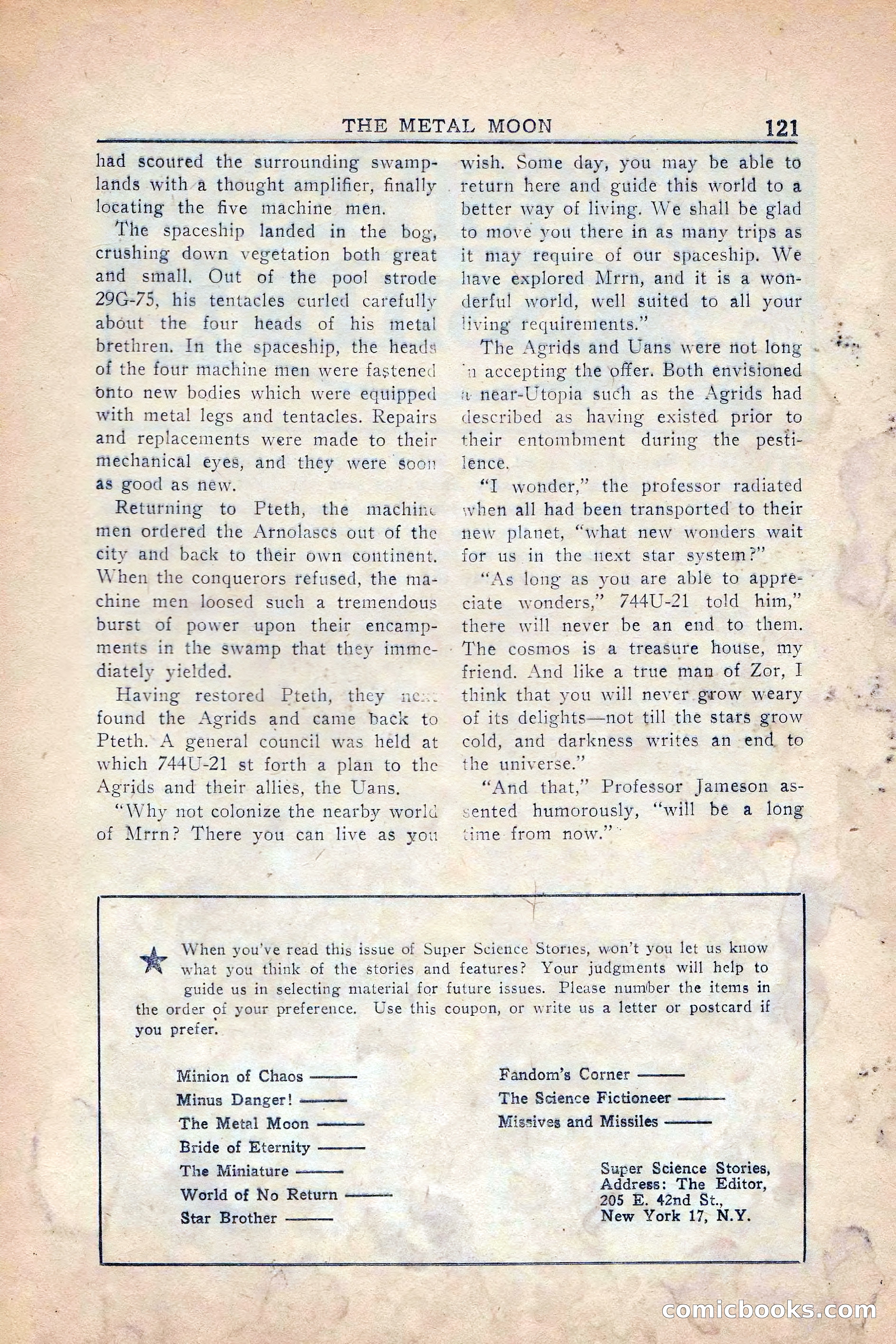 Super Science Stories, Vol. 5, No. 4 — page 122 of 132