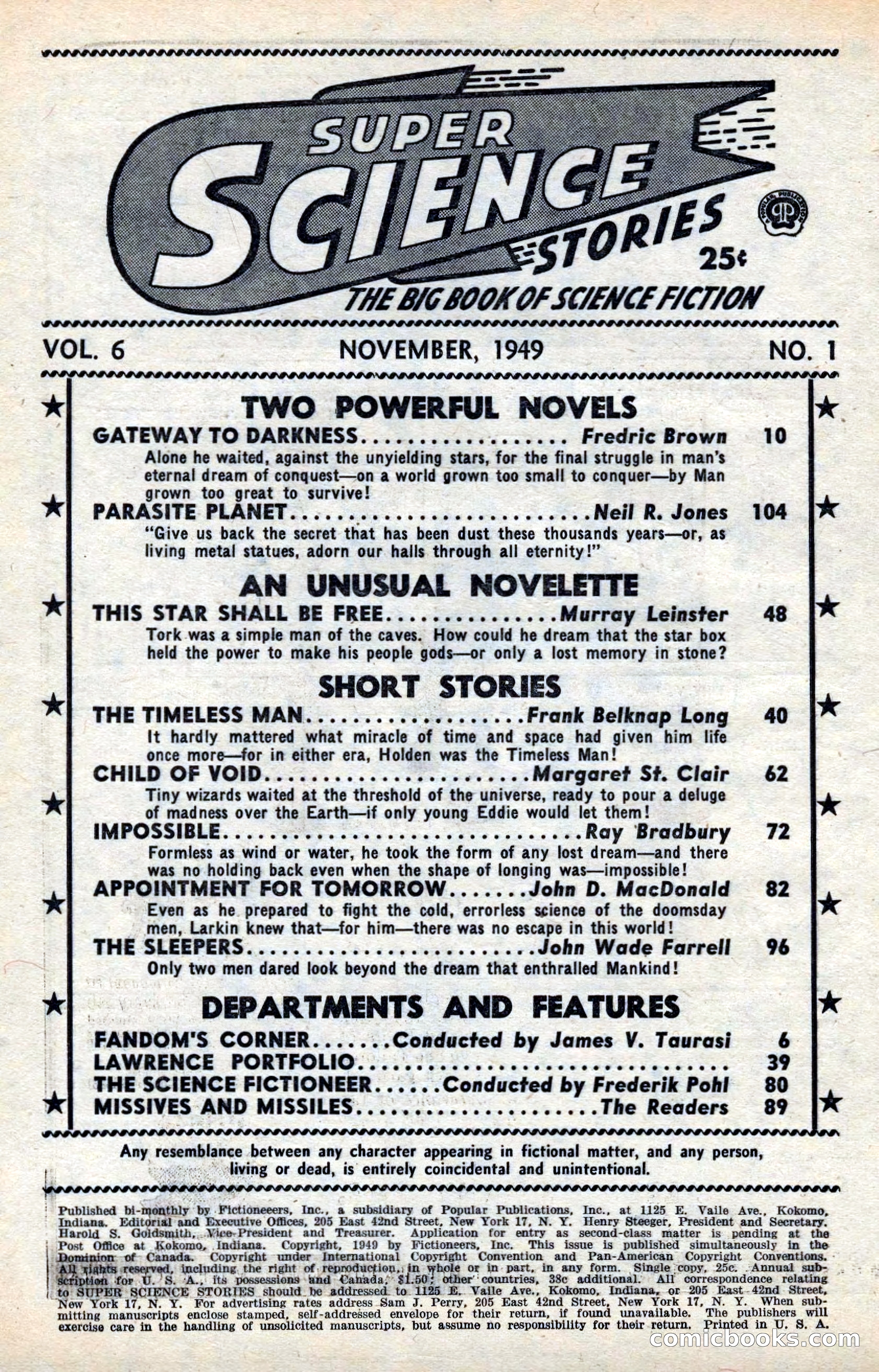 Super Science Stories, November 1949 — page 4 of 132