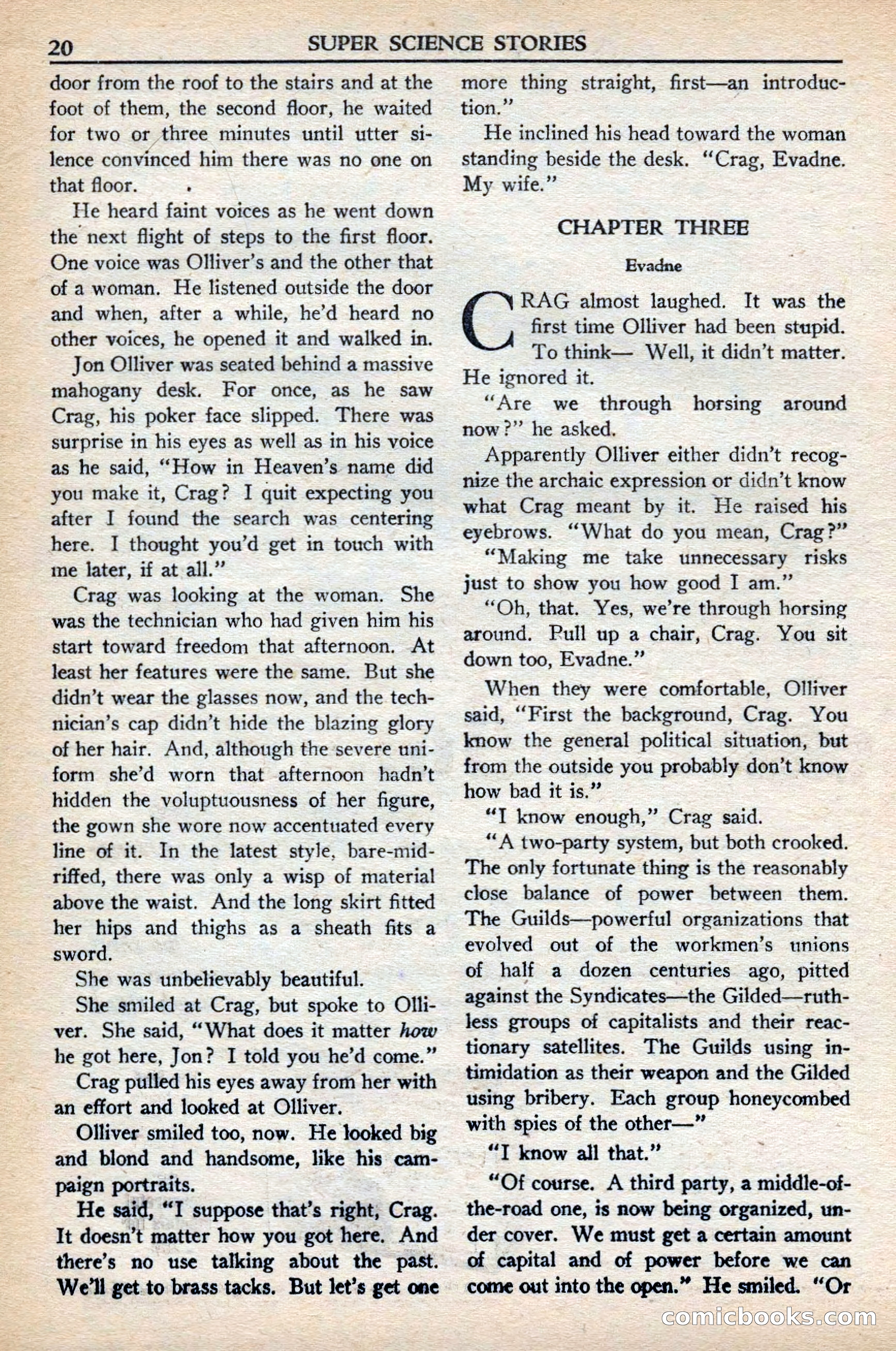 Super Science Stories, November 1949 — page 20 of 132