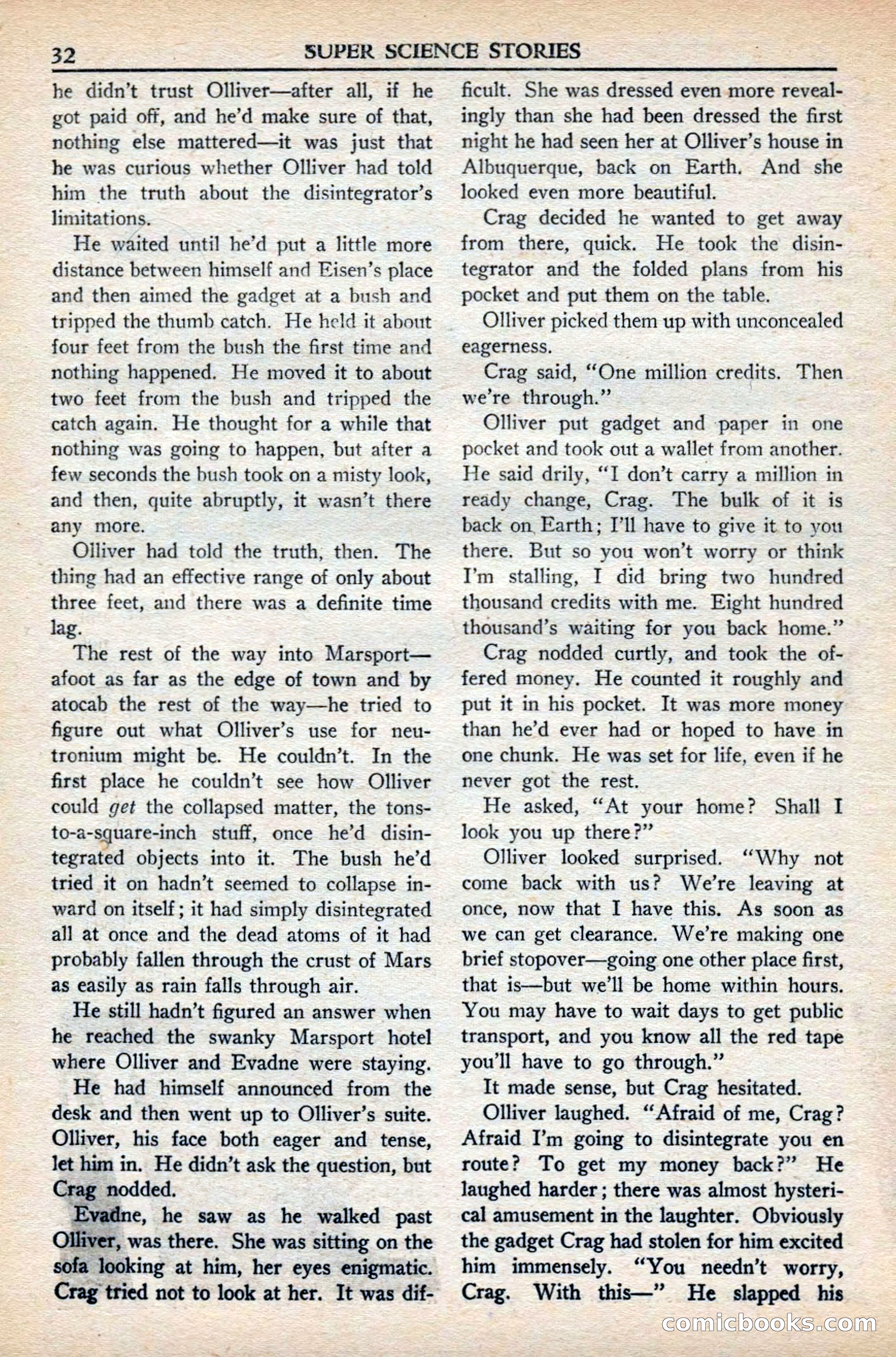 Super Science Stories, November 1949 — page 32 of 132