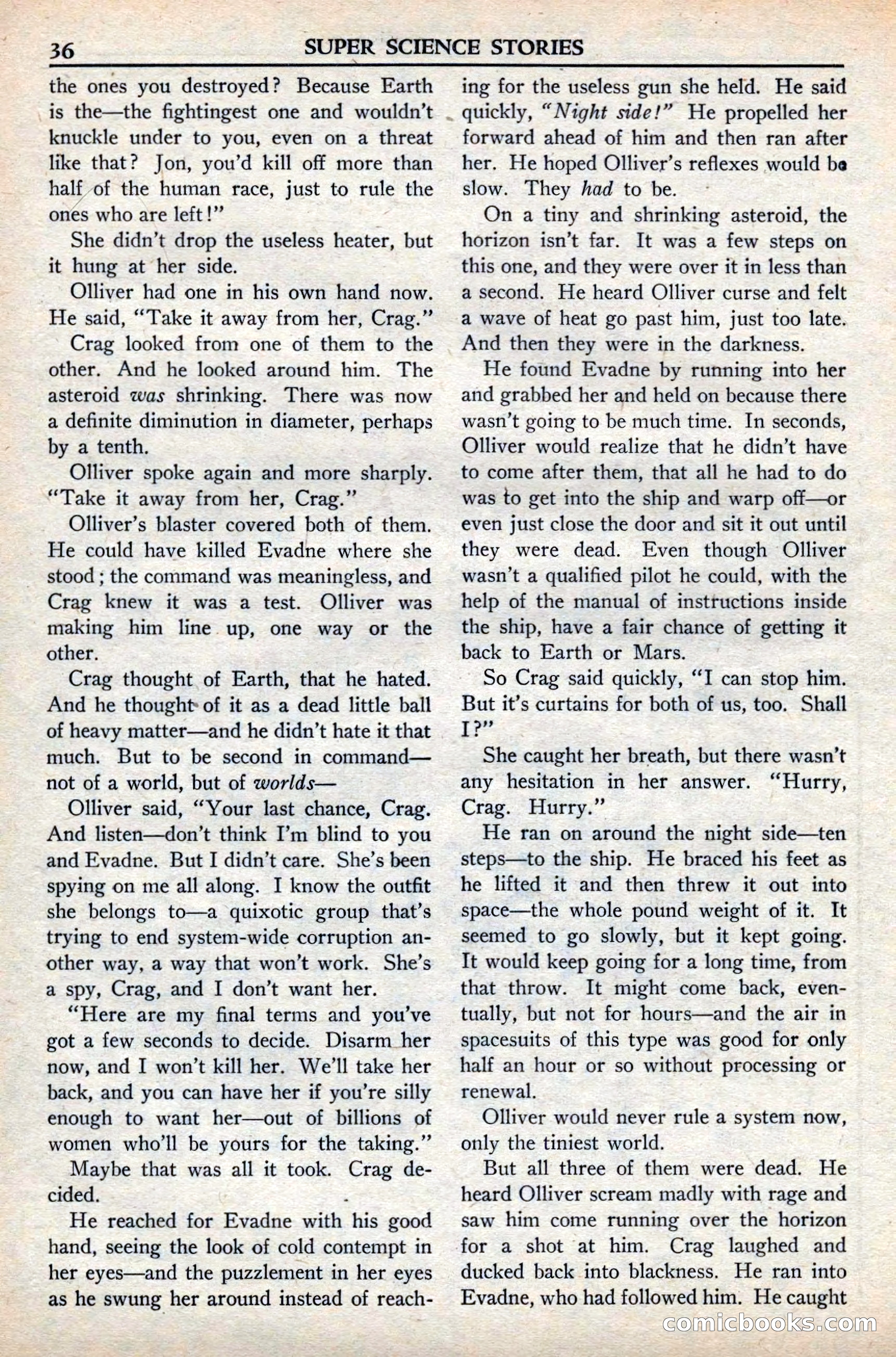 Super Science Stories, November 1949 — page 36 of 132