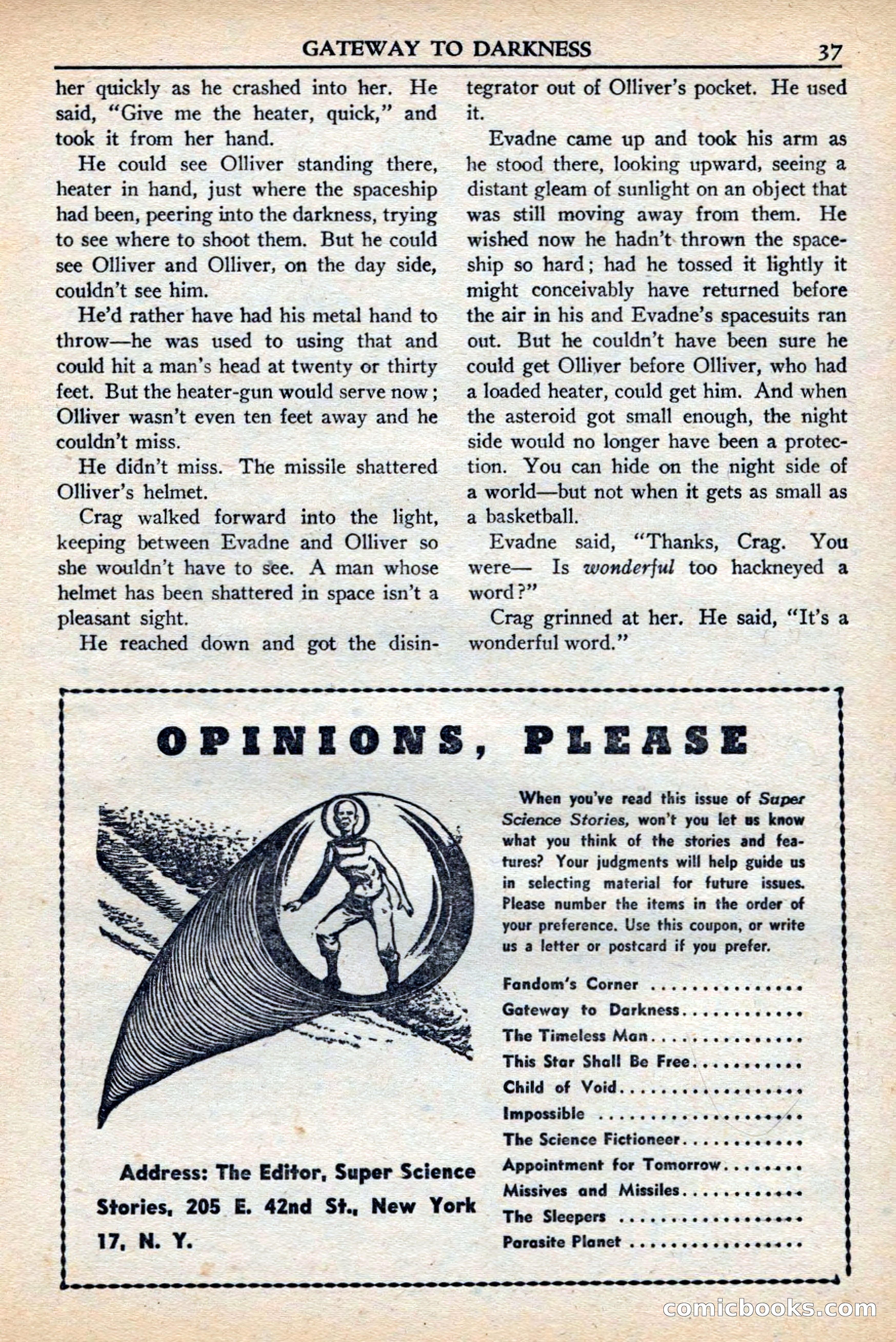 Super Science Stories, November 1949 — page 37 of 132